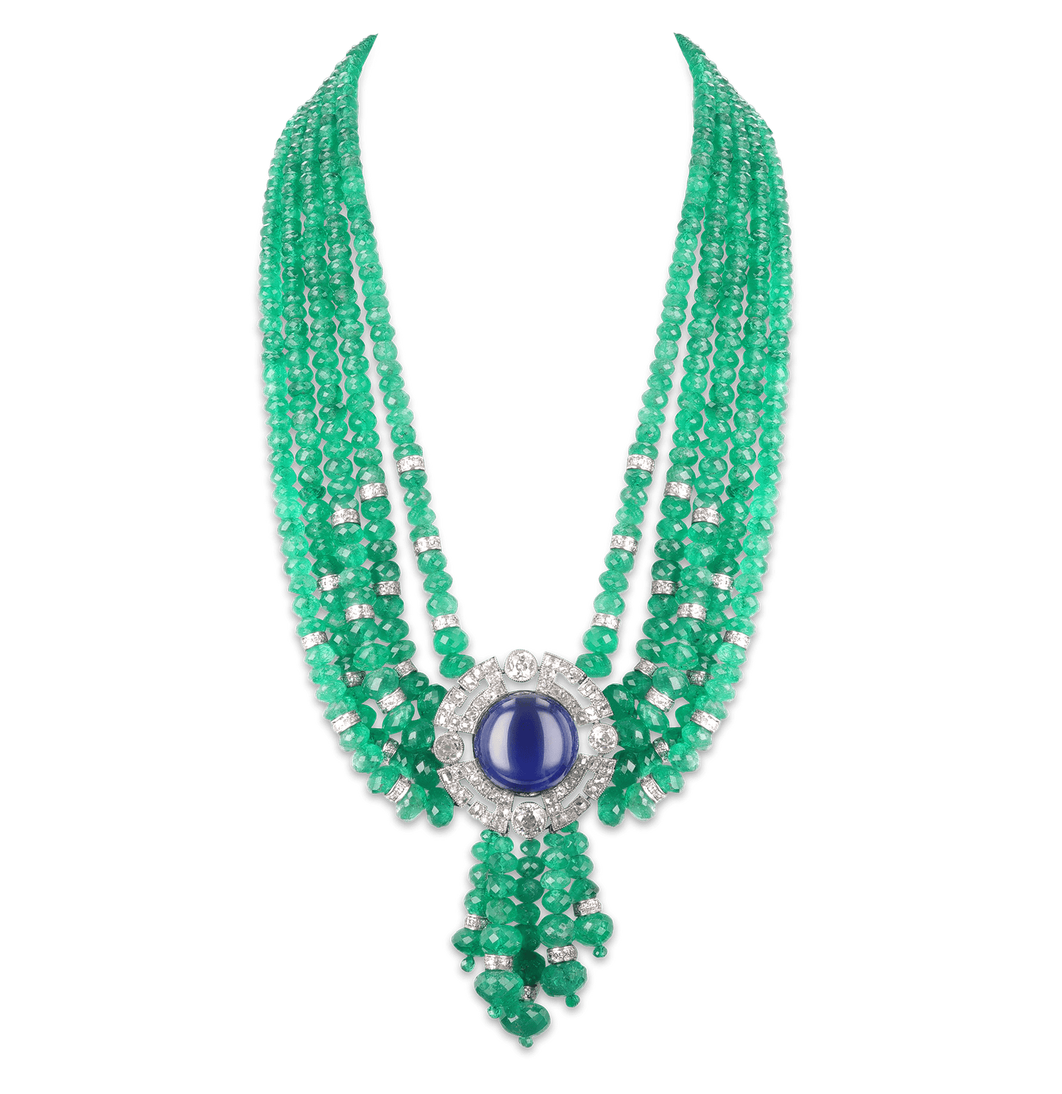 Edwardian Burma Sapphire and Emerald Necklace