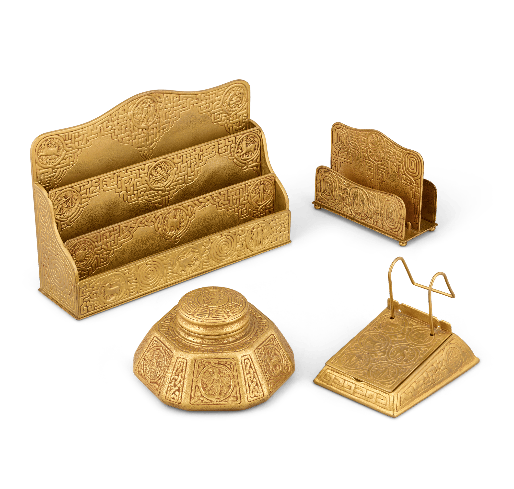Tiffany Studios Zodiac Gilt-Bronze Desk Set