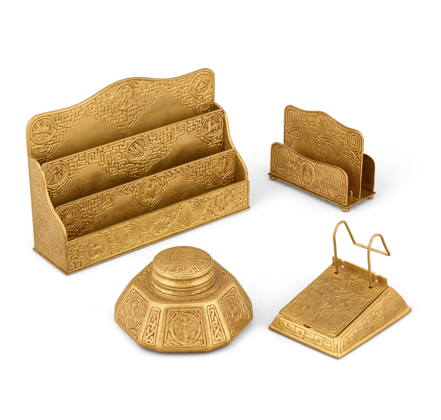 Tiffany Studios Zodiac Gilt-Bronze Desk Set