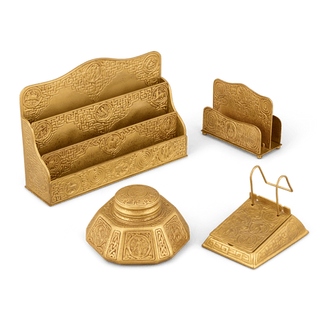 Tiffany Studios Zodiac Gilt-Bronze Desk Set