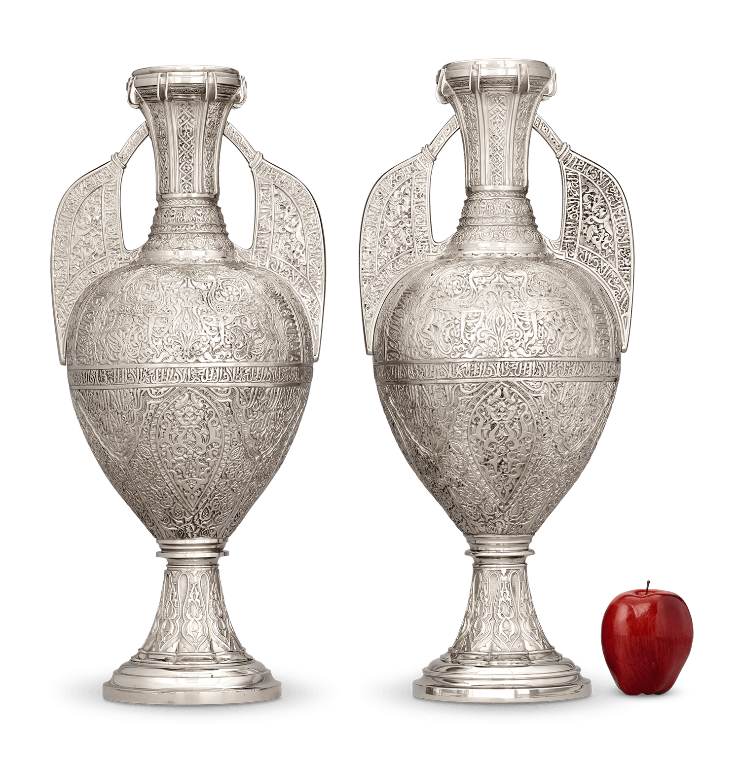 Tiffany Studios Pair of Silvered Bronze Alhambra Vases