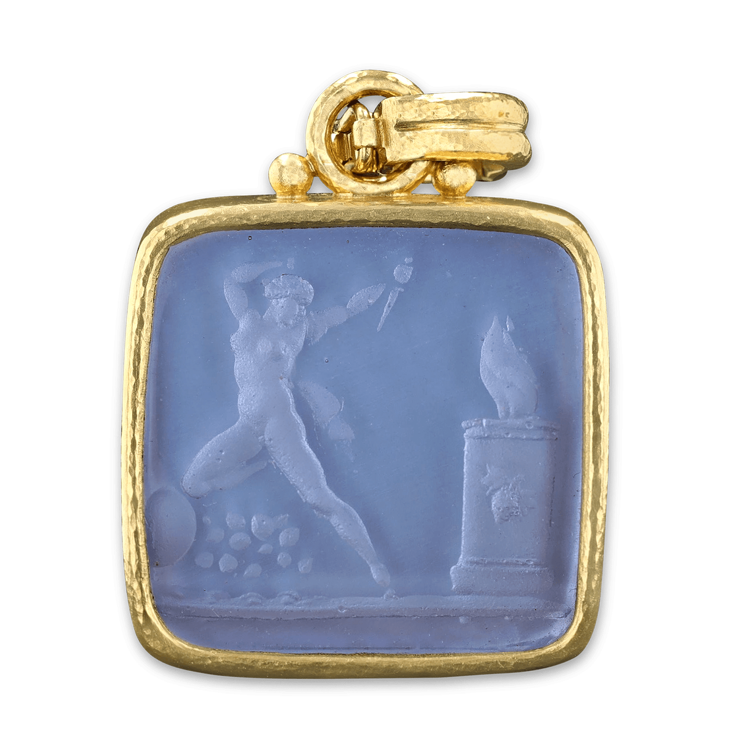 Elizabeth Locke Cerulean Venetian Glass Intaglio Pendant