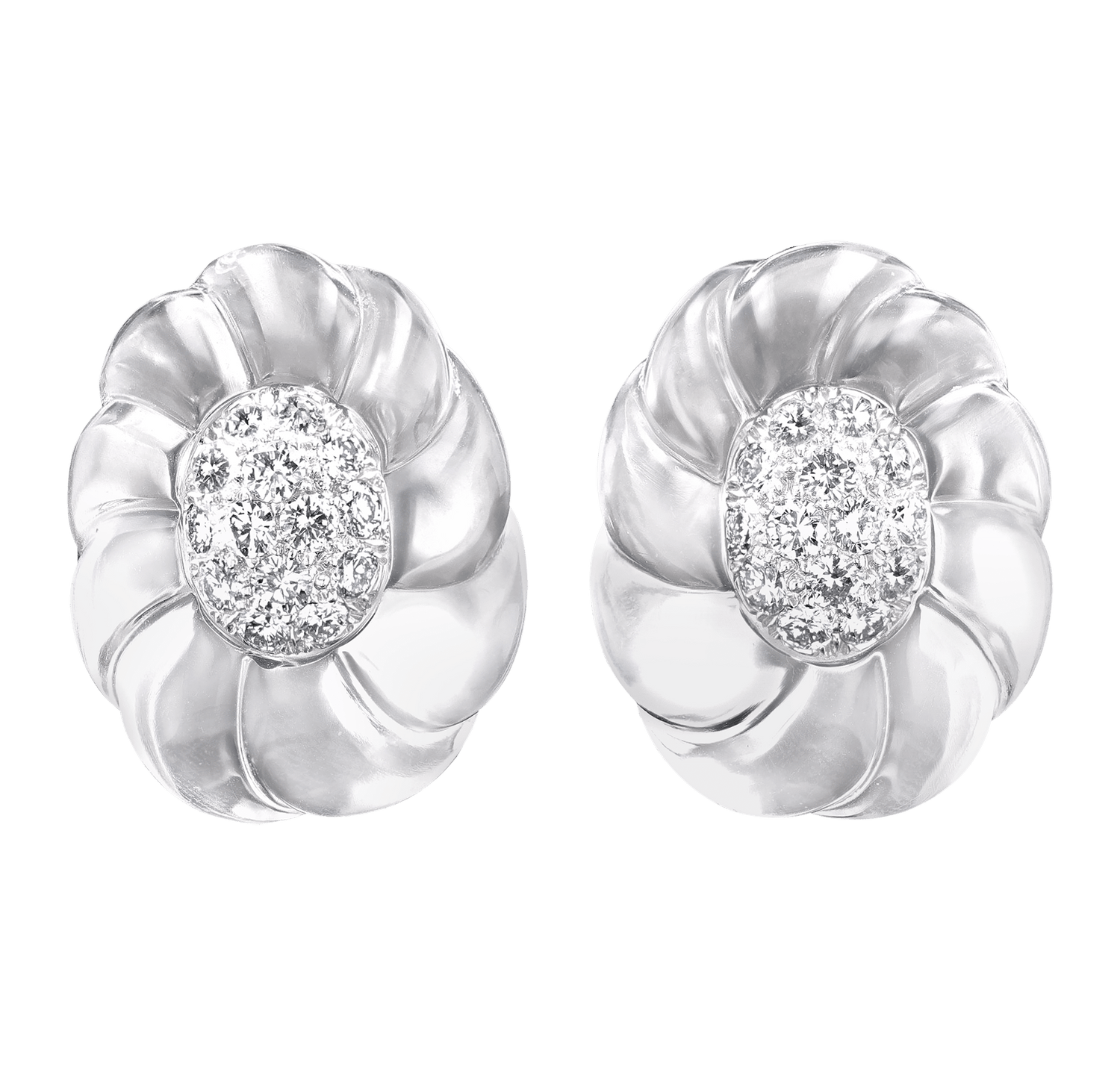 David Webb Crystal and Diamond Earrings, 1.95 Carats