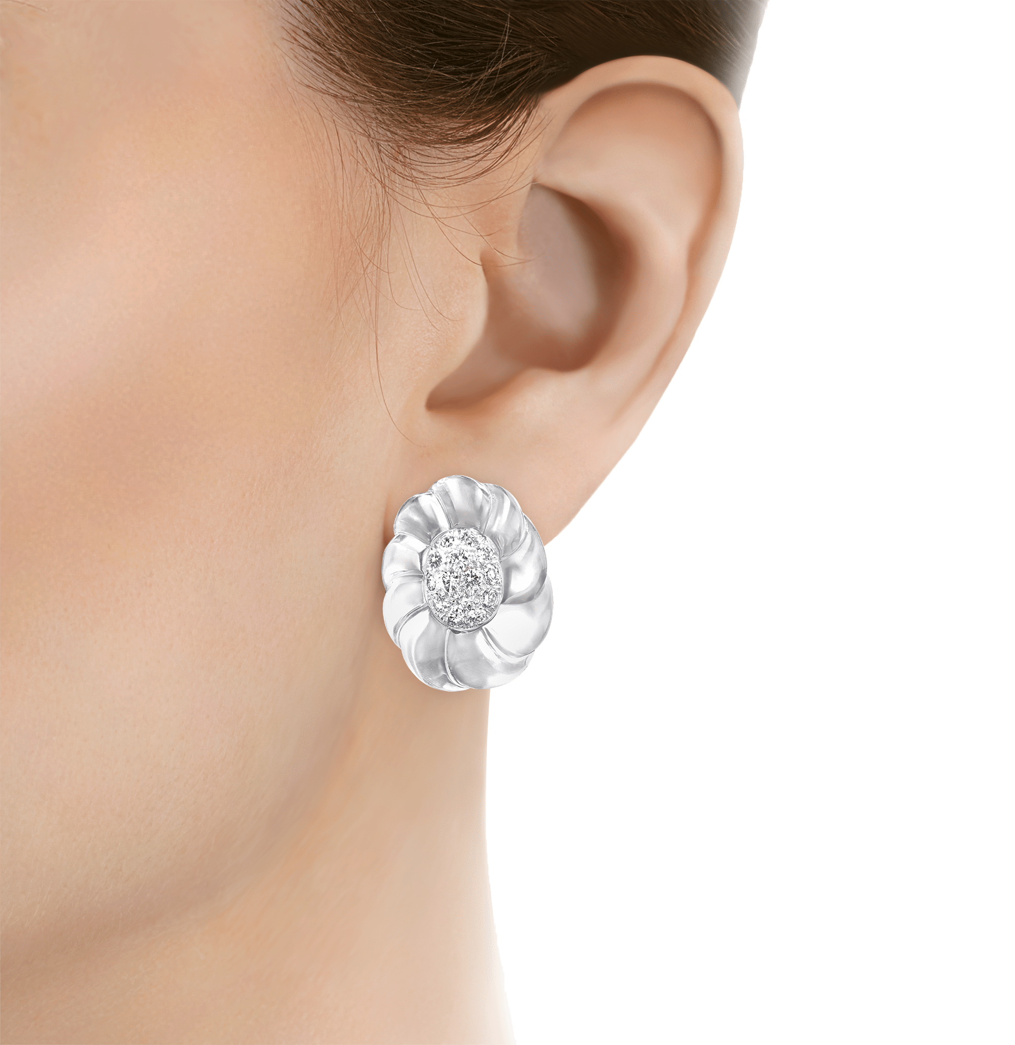 David Webb Crystal and Diamond Earrings, 1.95 Carats