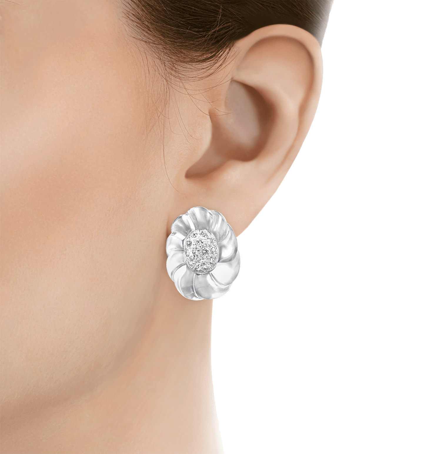 David Webb Crystal and Diamond Earrings, 1.95 Carats