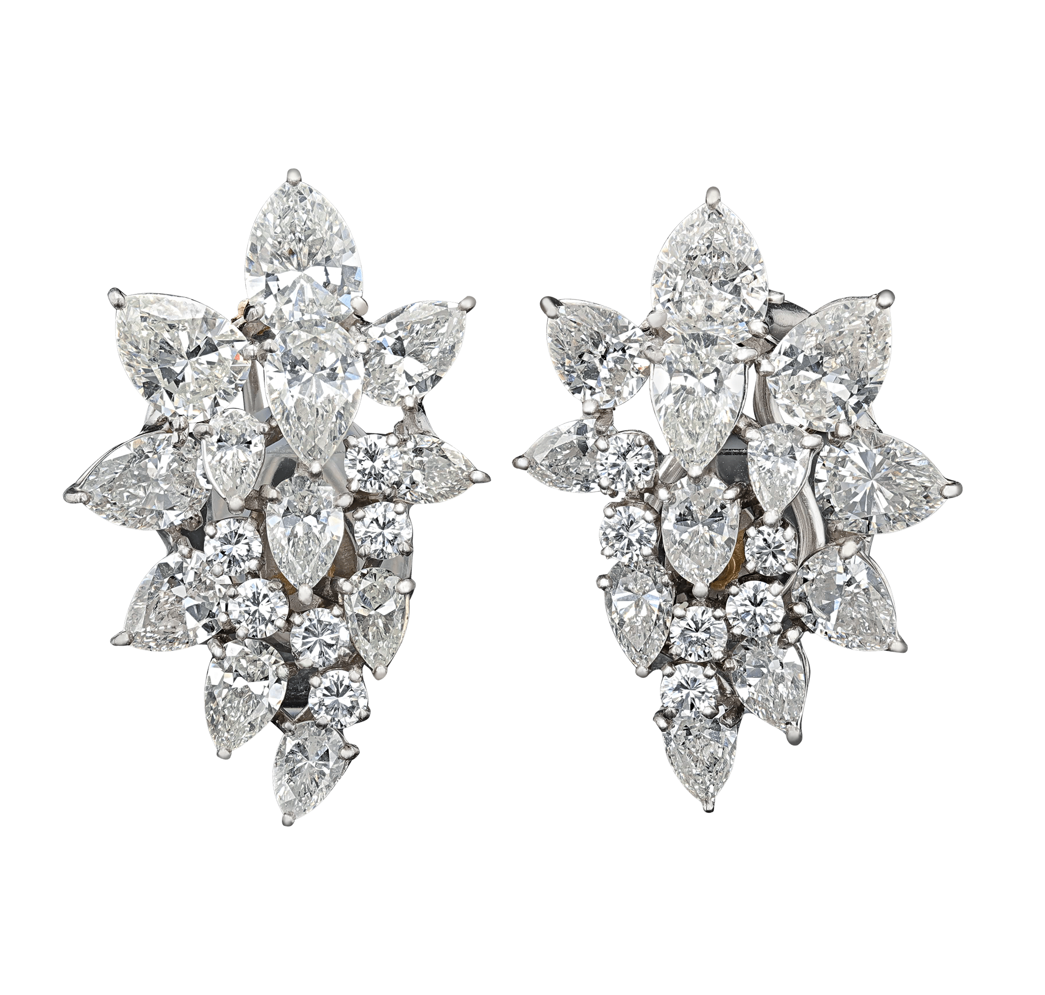 Retro Diamond Cluster Earrings, 10.25 Carats