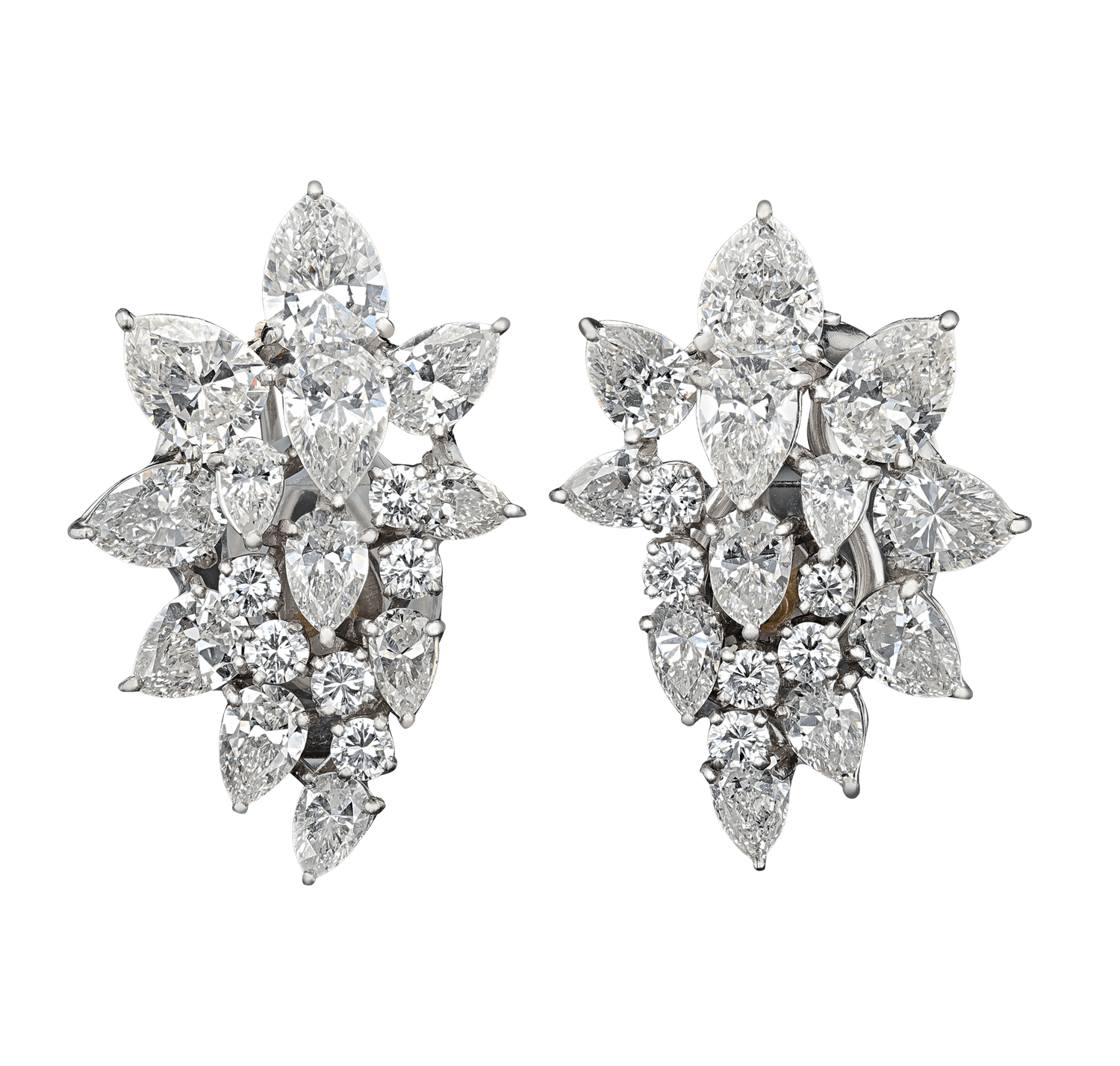 Retro Diamond Cluster Earrings, 10.25 Carats