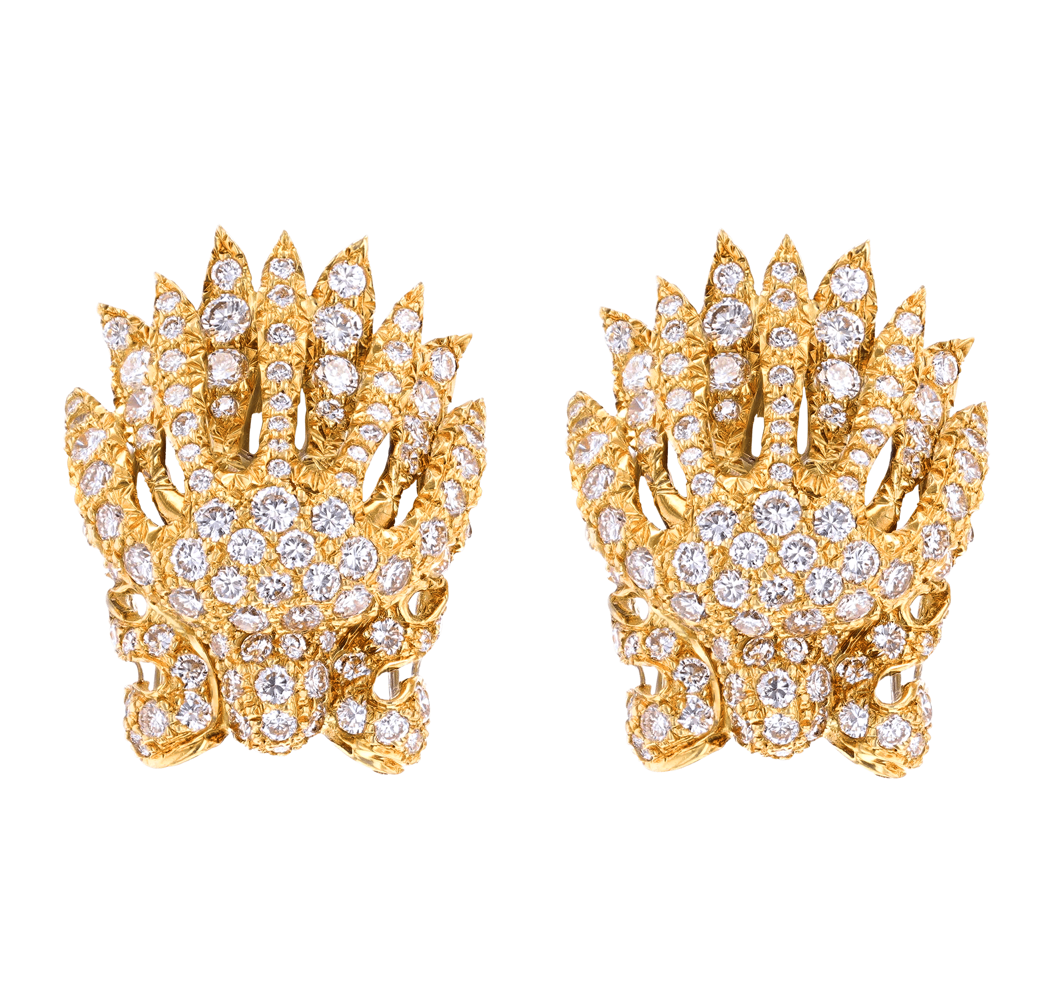 Hemmerle Gold and Diamond Dragon Earrings, 4.50 Carats