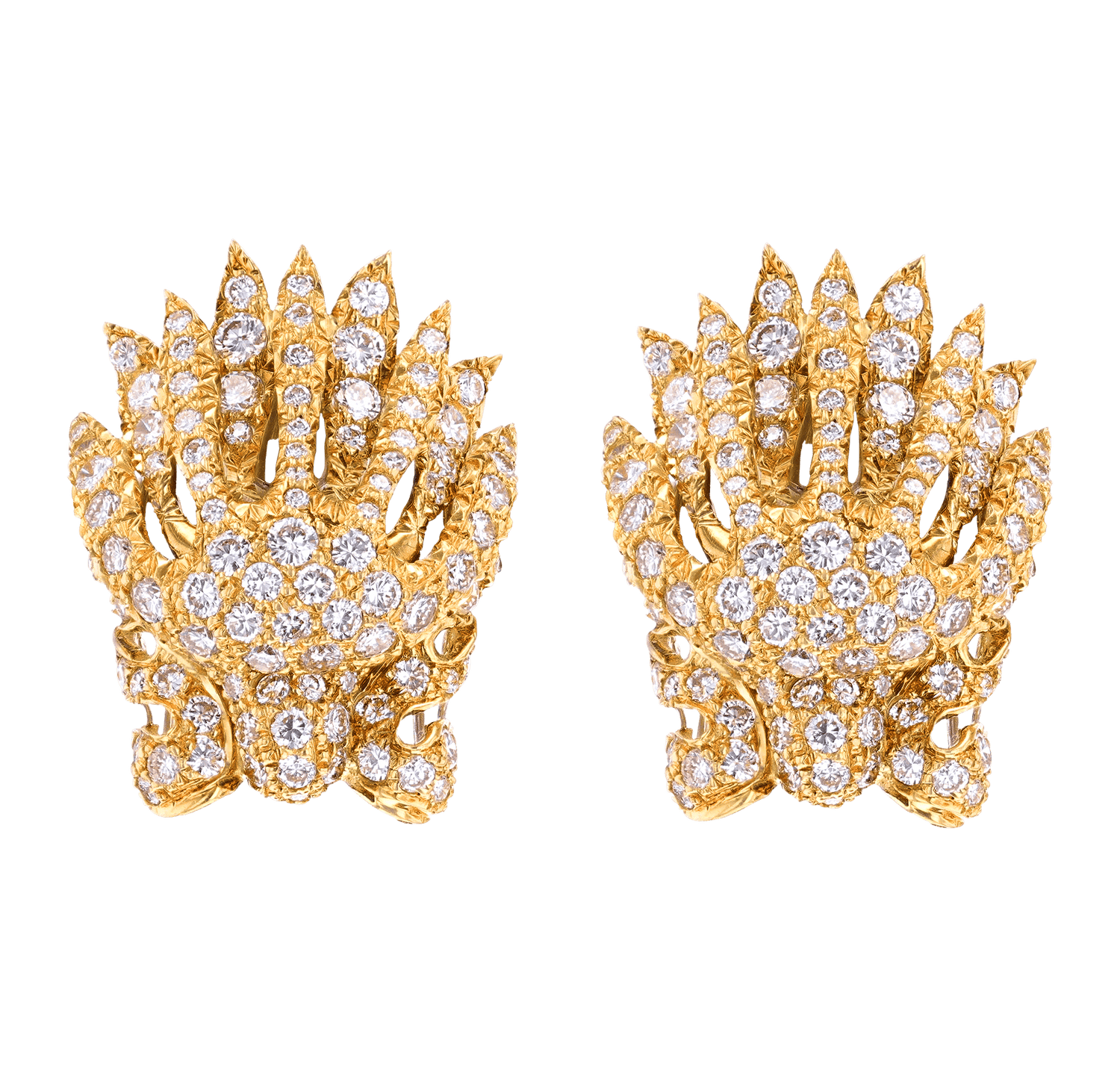 Hemmerle Gold and Diamond Dragon Earrings, 4.50 Carats