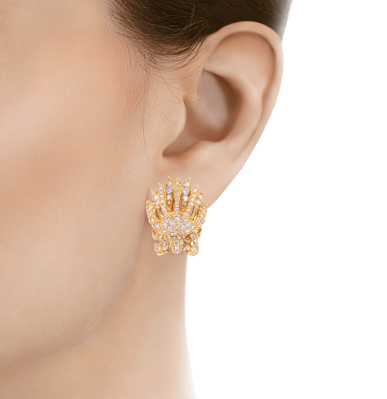 Hemmerle Gold and Diamond Dragon Earrings, 4.50 Carats