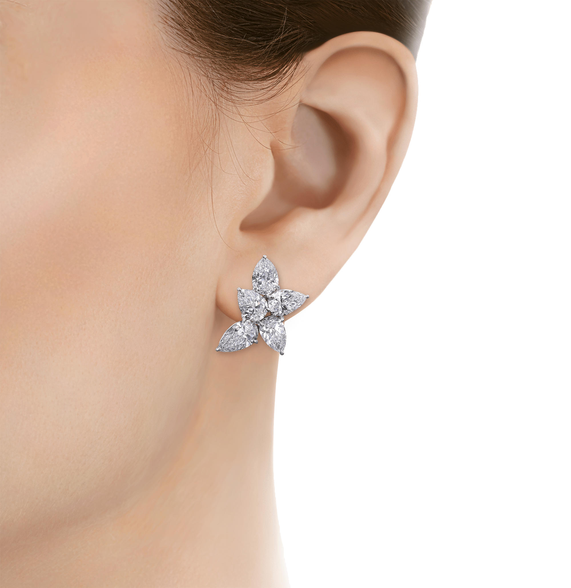 Pear Shaped Diamond Cluster Earrings, 9.63 Carats