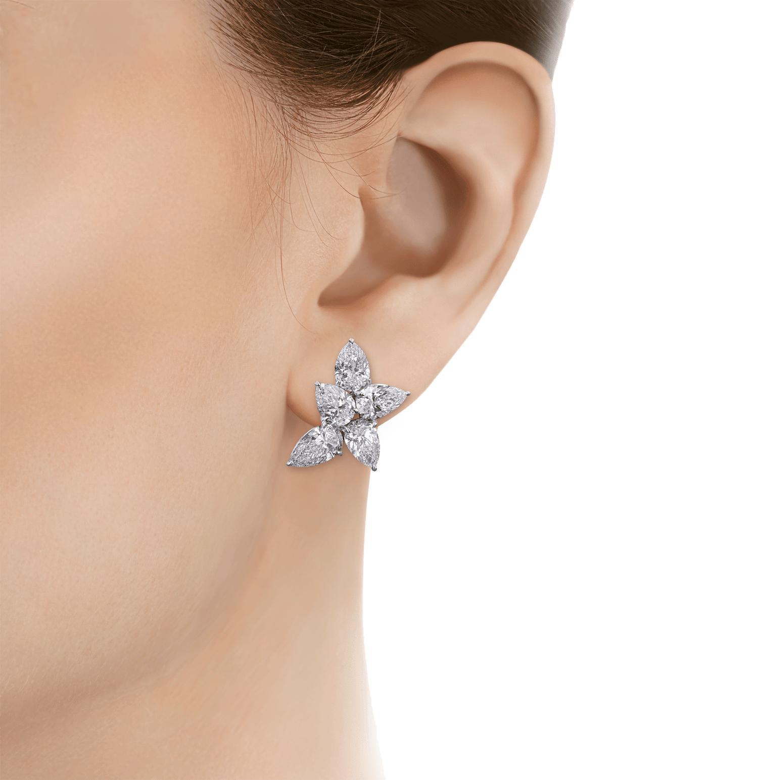 Pear Shaped Diamond Cluster Earrings, 9.63 Carats
