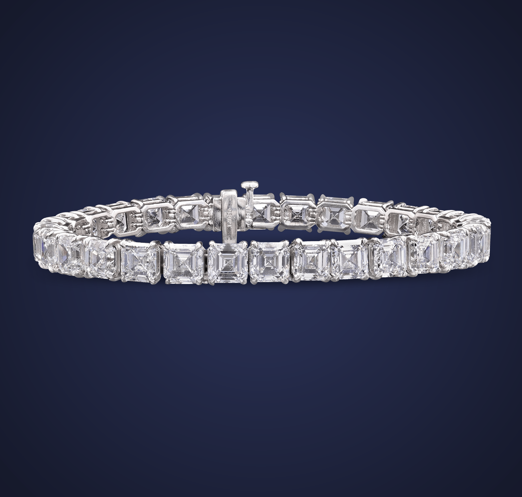 Asscher Cut Diamond Line Bracelet, 30.12 Carats