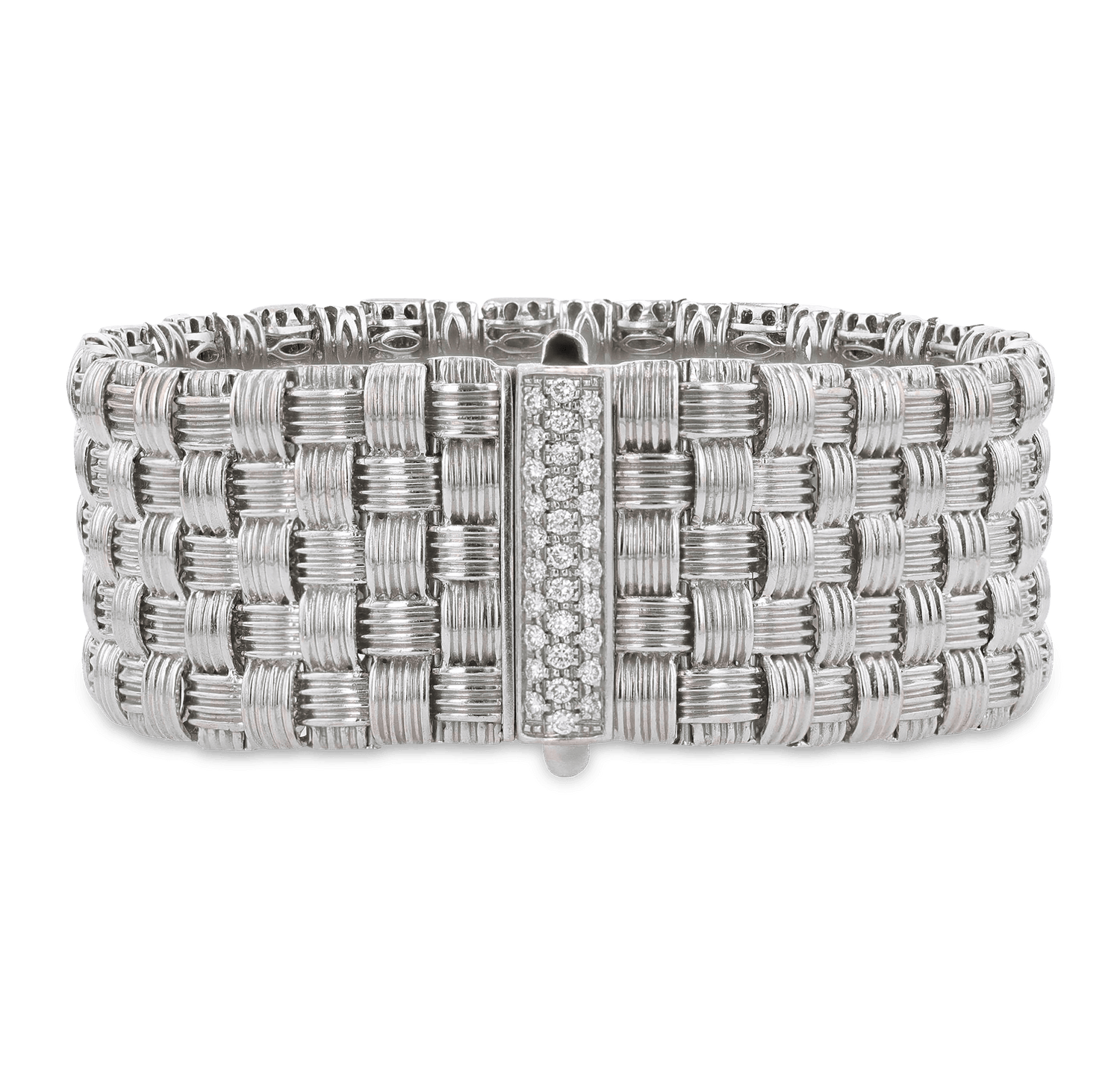 Roberto Coin White Gold and Diamond Mesh Bracelet