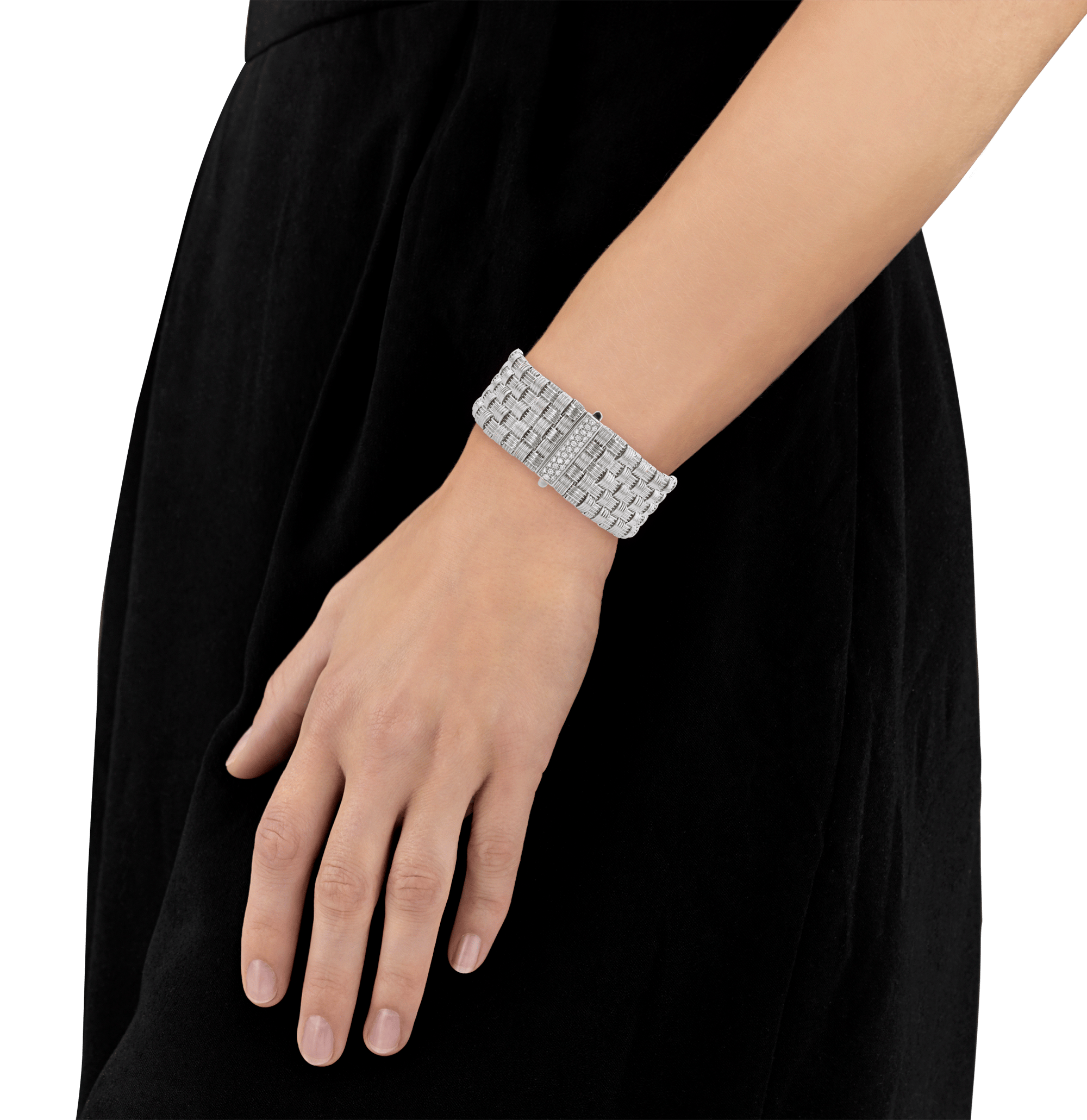 Roberto Coin White Gold and Diamond Mesh Bracelet