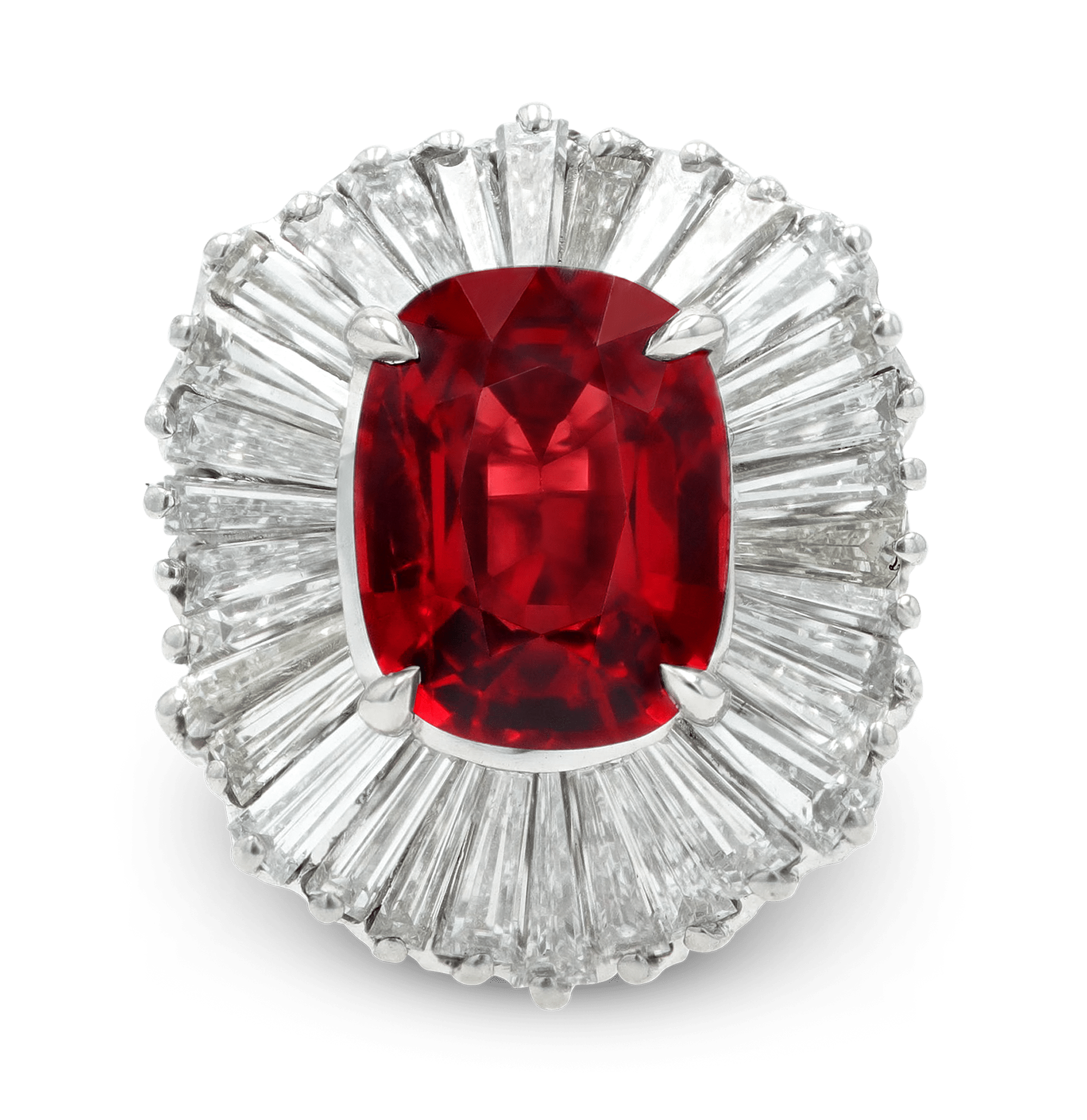 Unheated Burma Spinel Ballerina Ring, 4.16 Carats