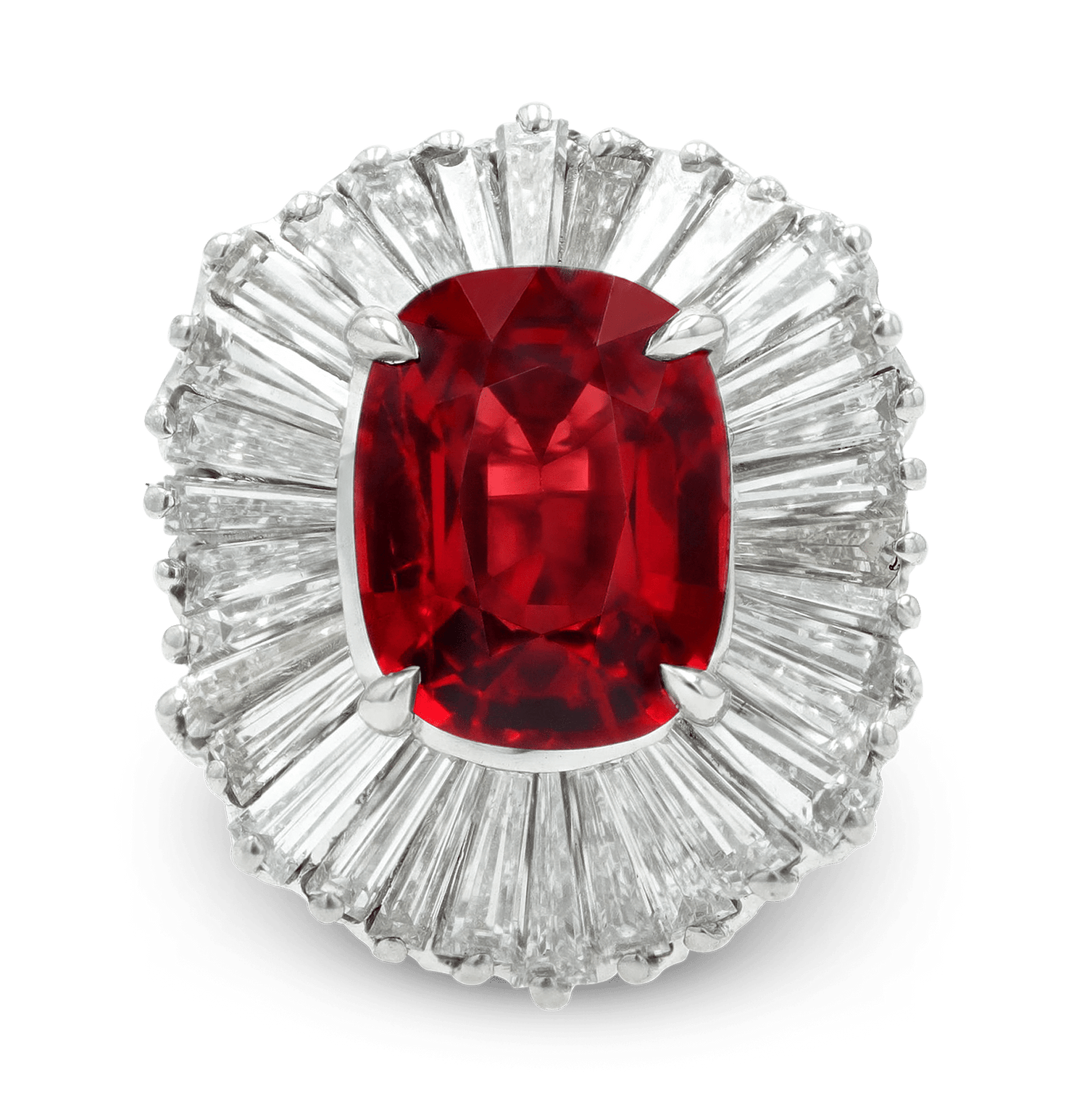 Unheated Burma Spinel Ballerina Ring, 4.16 Carats