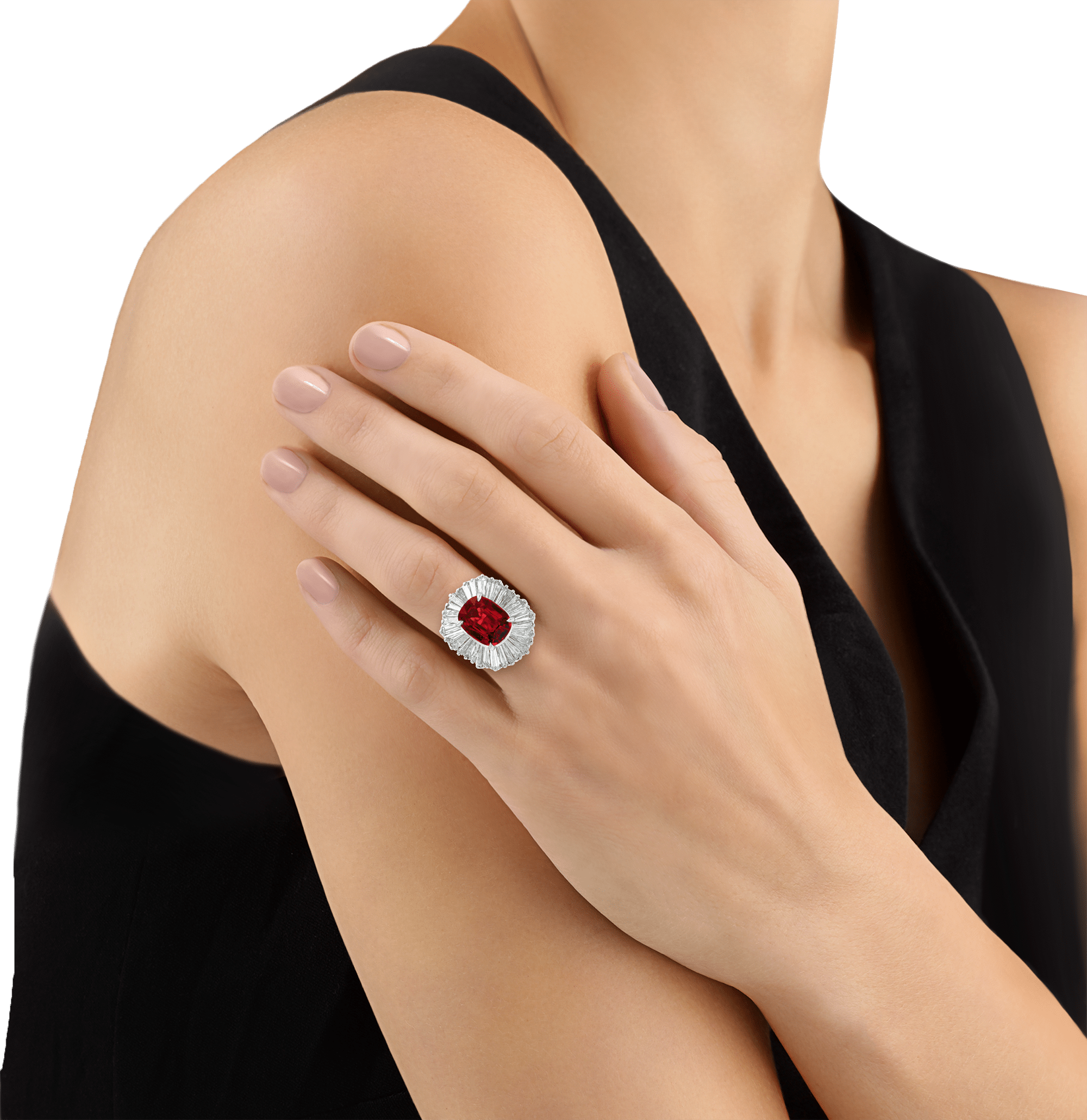 Unheated Burma Spinel Ballerina Ring, 4.16 Carats