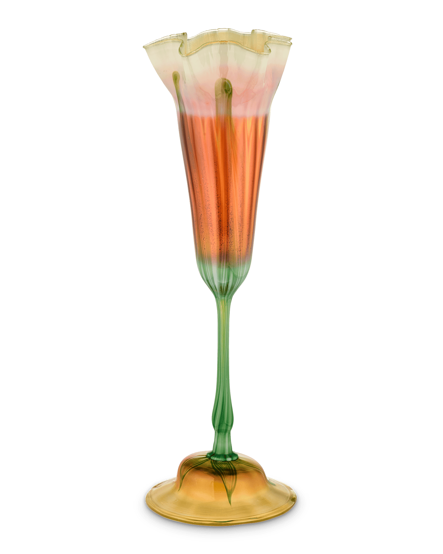 Tiffany Studios Ruffled Rim Floriform Glass Vase