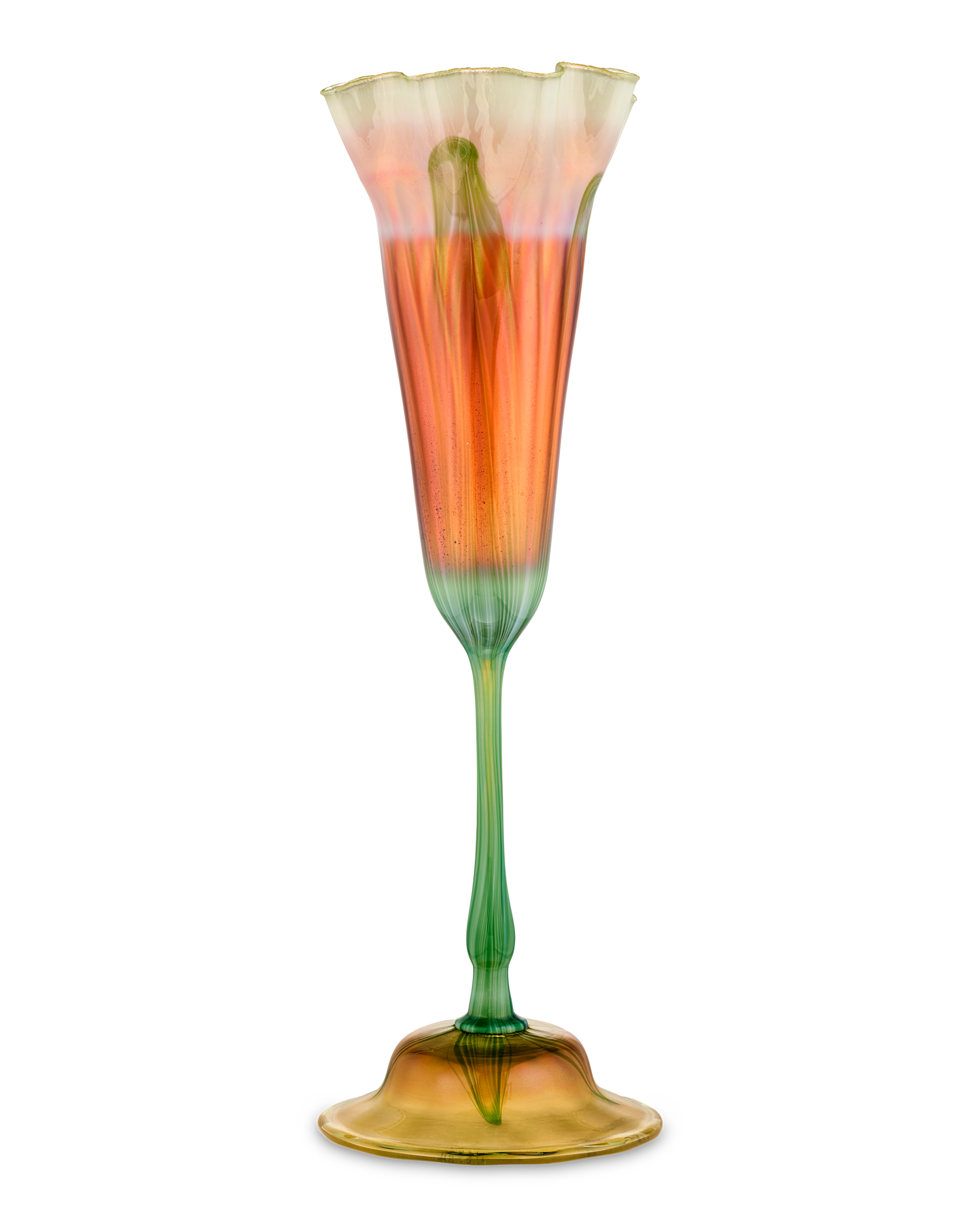 Tiffany Studios Ruffled Rim Floriform Glass Vase
