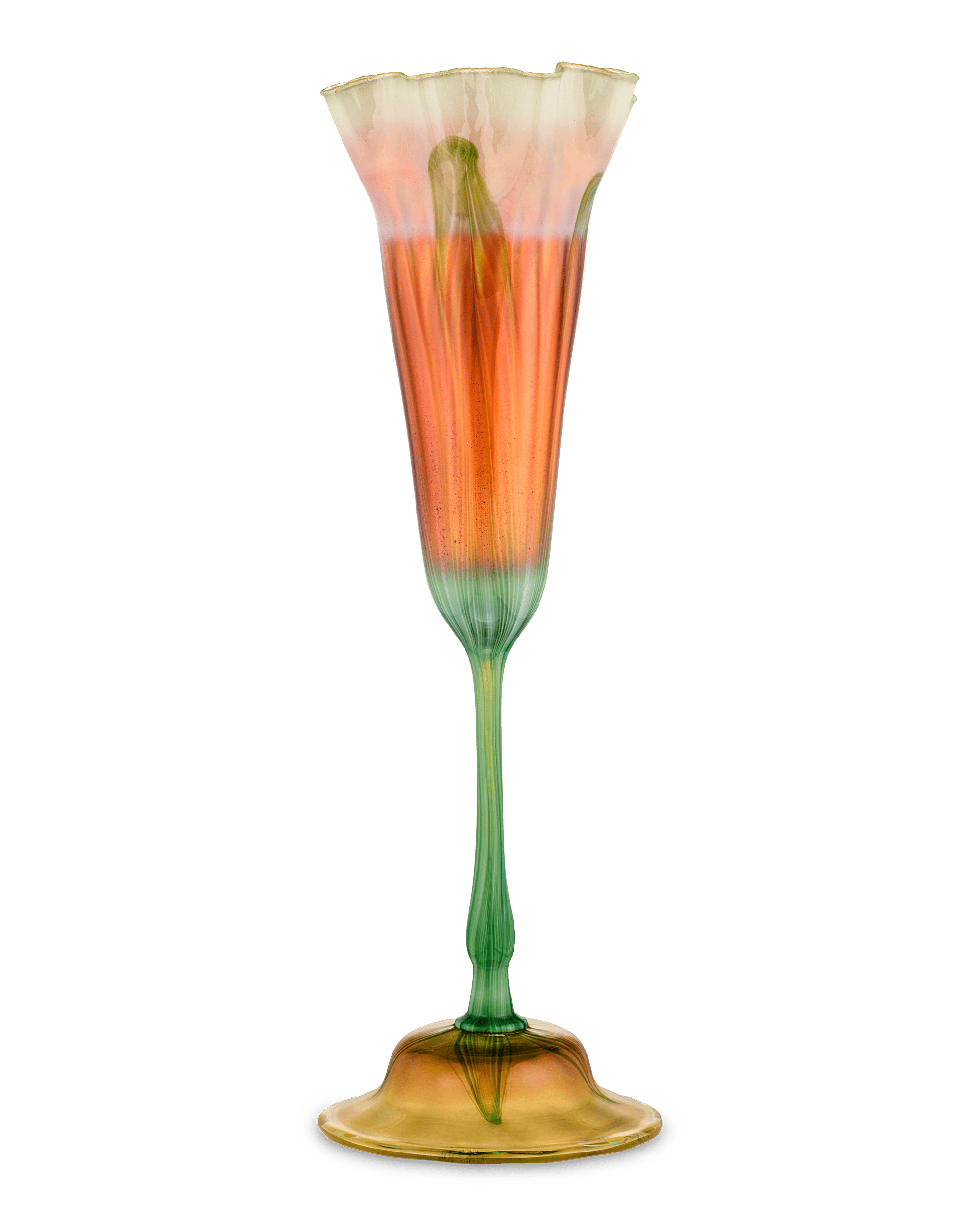 Tiffany Studios Ruffled Rim Floriform Glass Vase