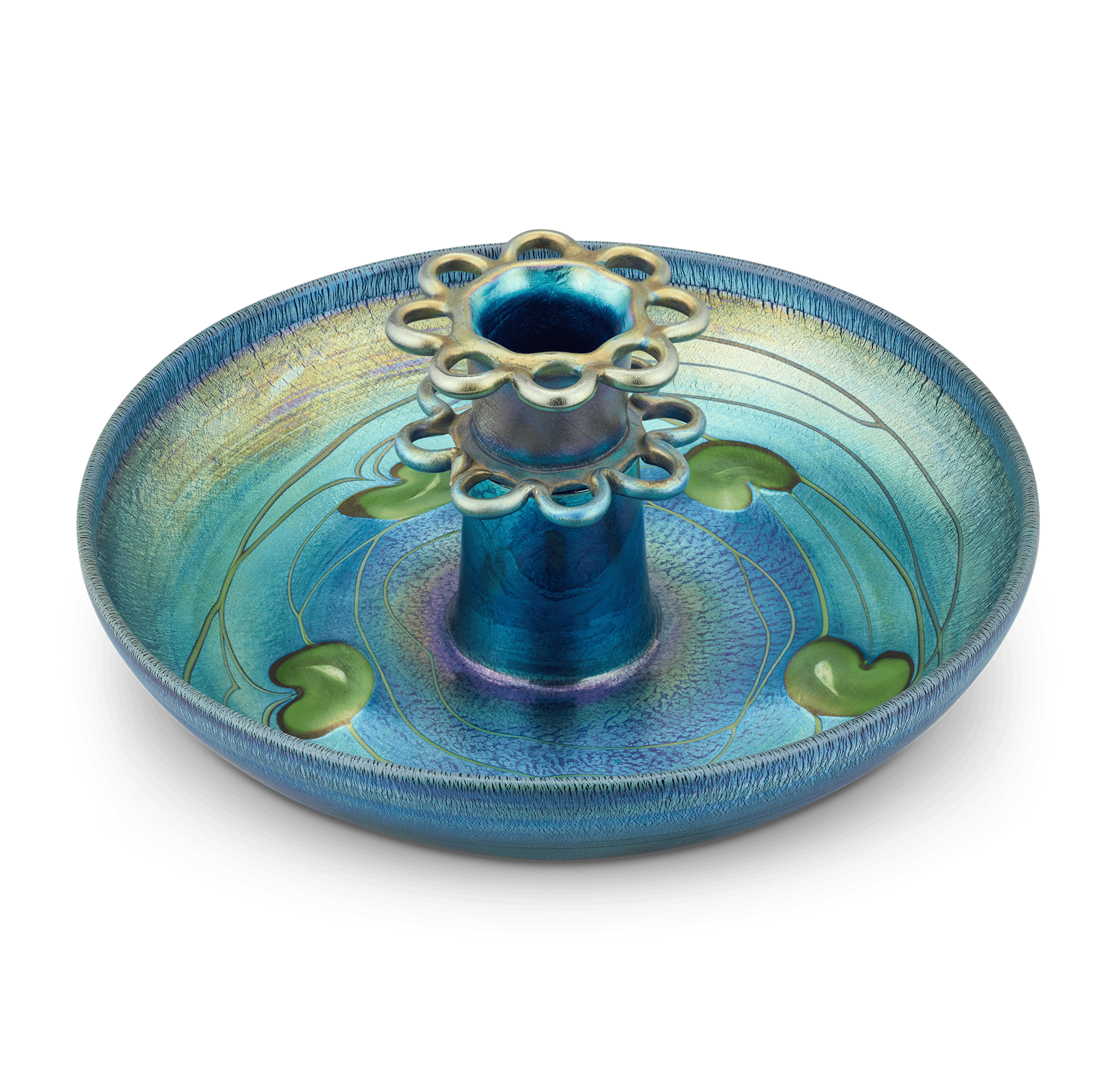 Tiffany Studios Blue Favrile Glass Centerpiece