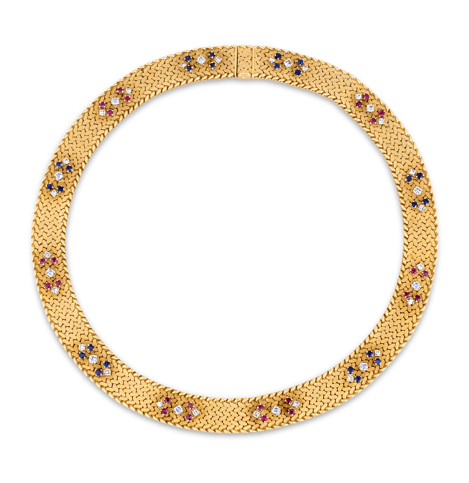 Italian Sapphire, Ruby and Diamond Necklace