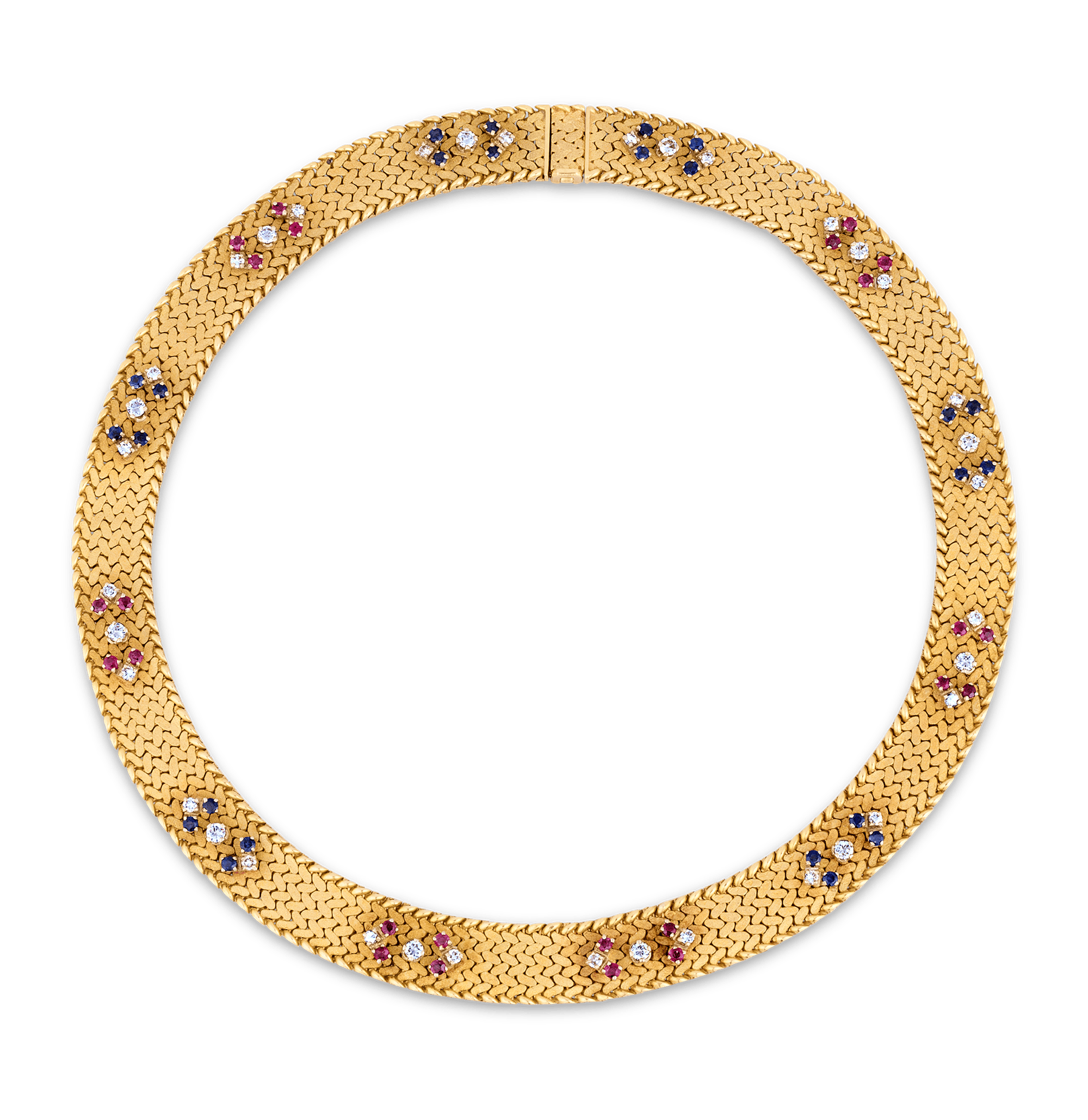 Italian Sapphire, Ruby and Diamond Necklace