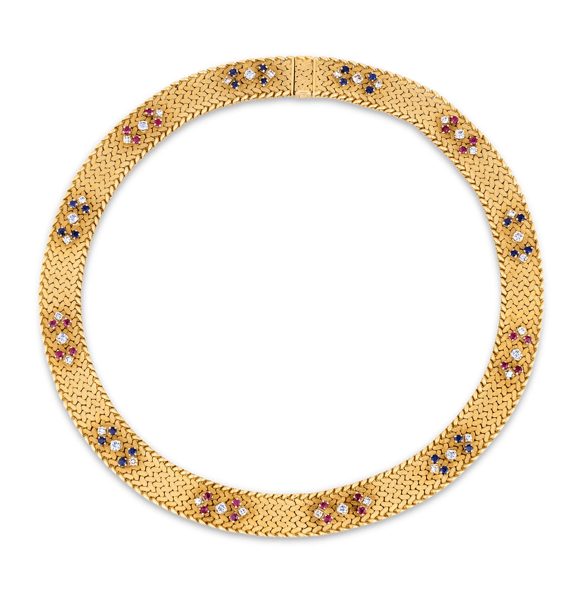Italian Sapphire, Ruby and Diamond Necklace