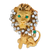 Lion Brooch with Emeralds and Diamonds
