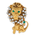 Lion Brooch with Emeralds and Diamonds