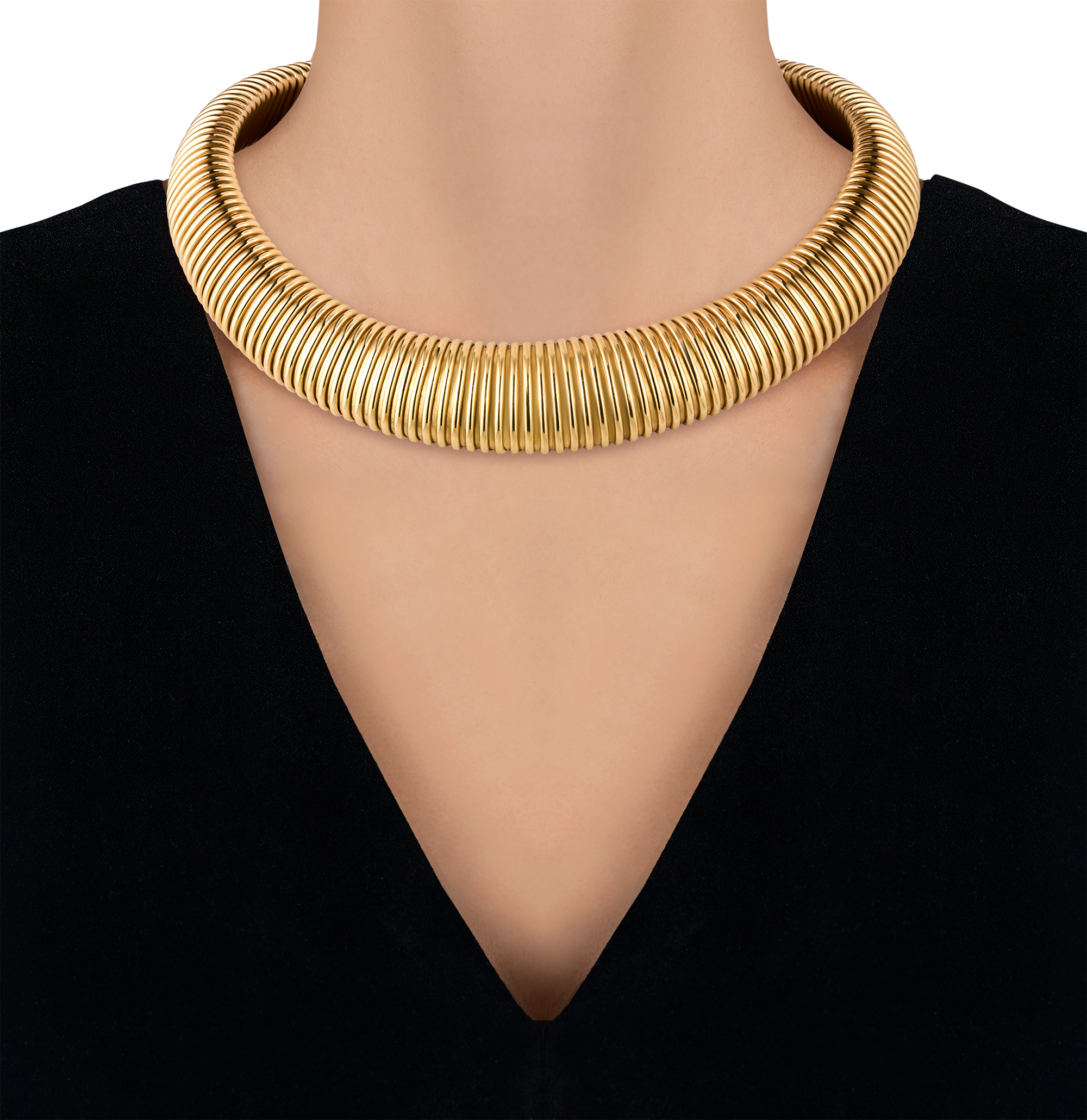 Italian 18K Yellow Gold Tubogas Necklace