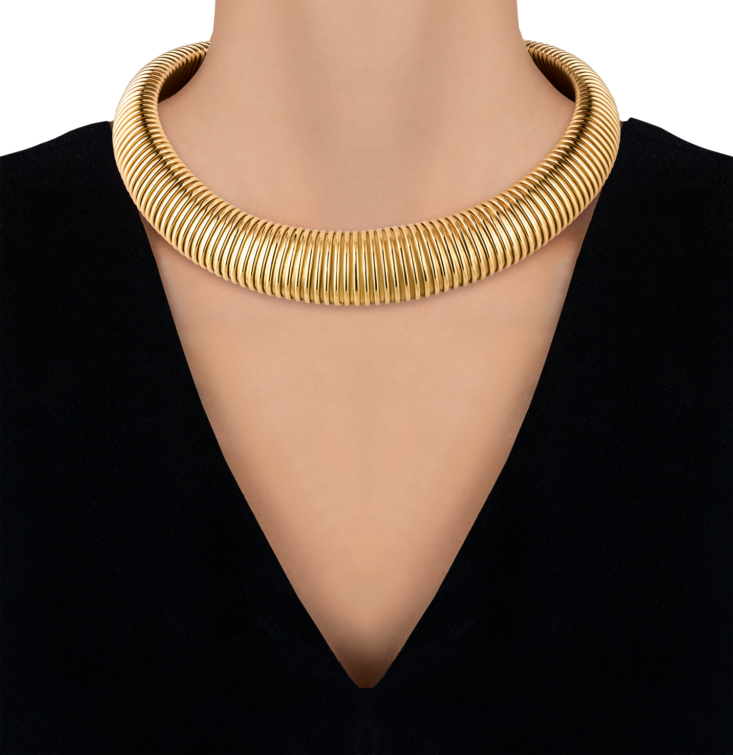 Italian 18K Yellow Gold Tubogas Necklace