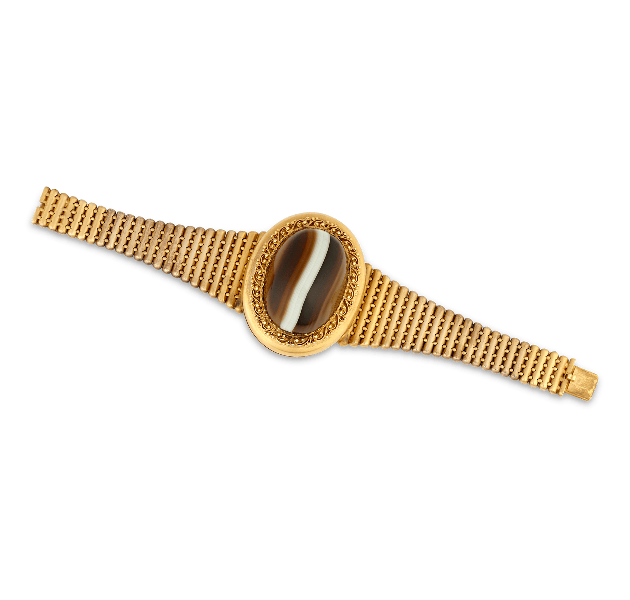 Victorian Banded Agate Locket Bracelet