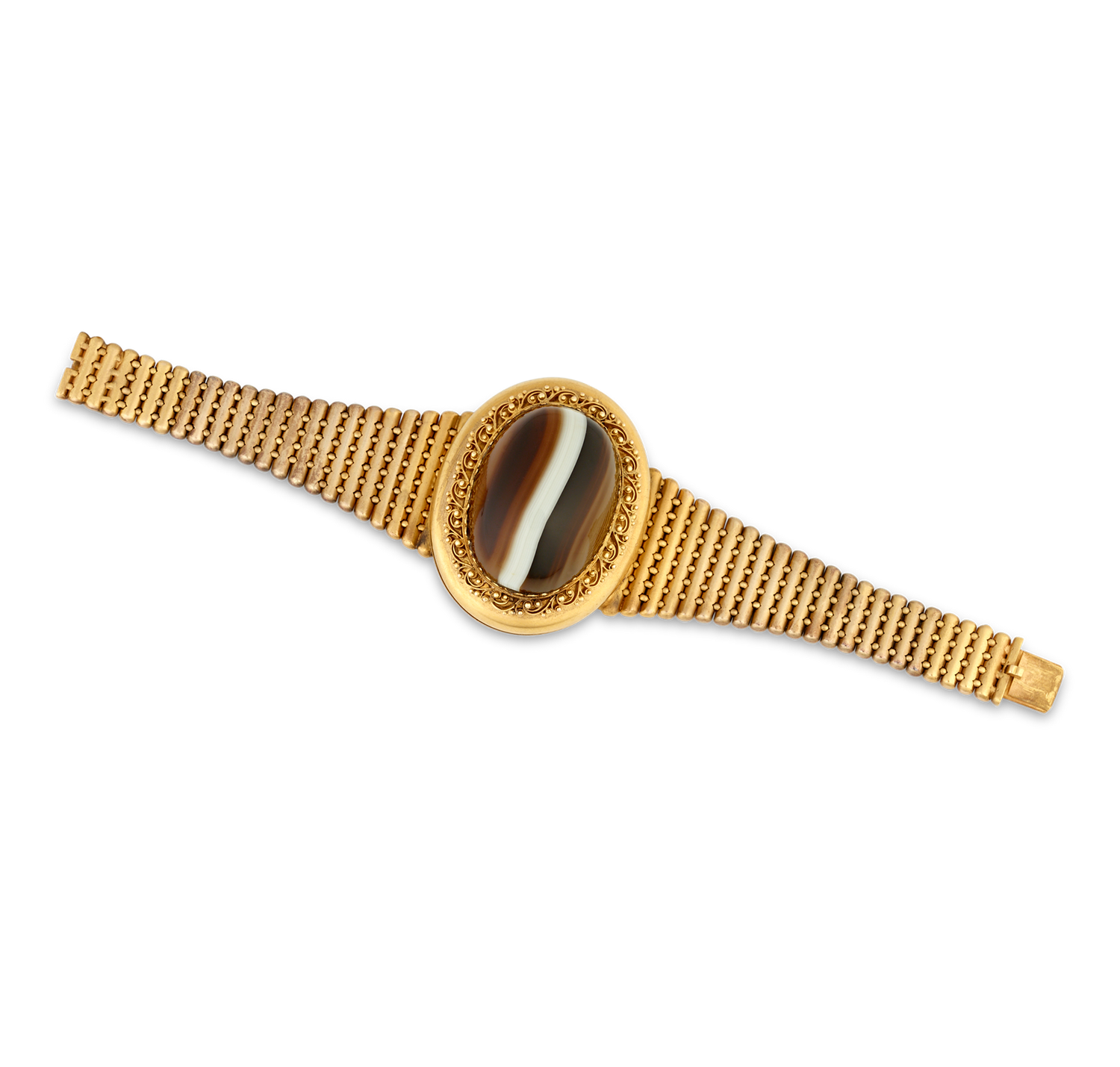 Victorian Banded Agate Locket Bracelet