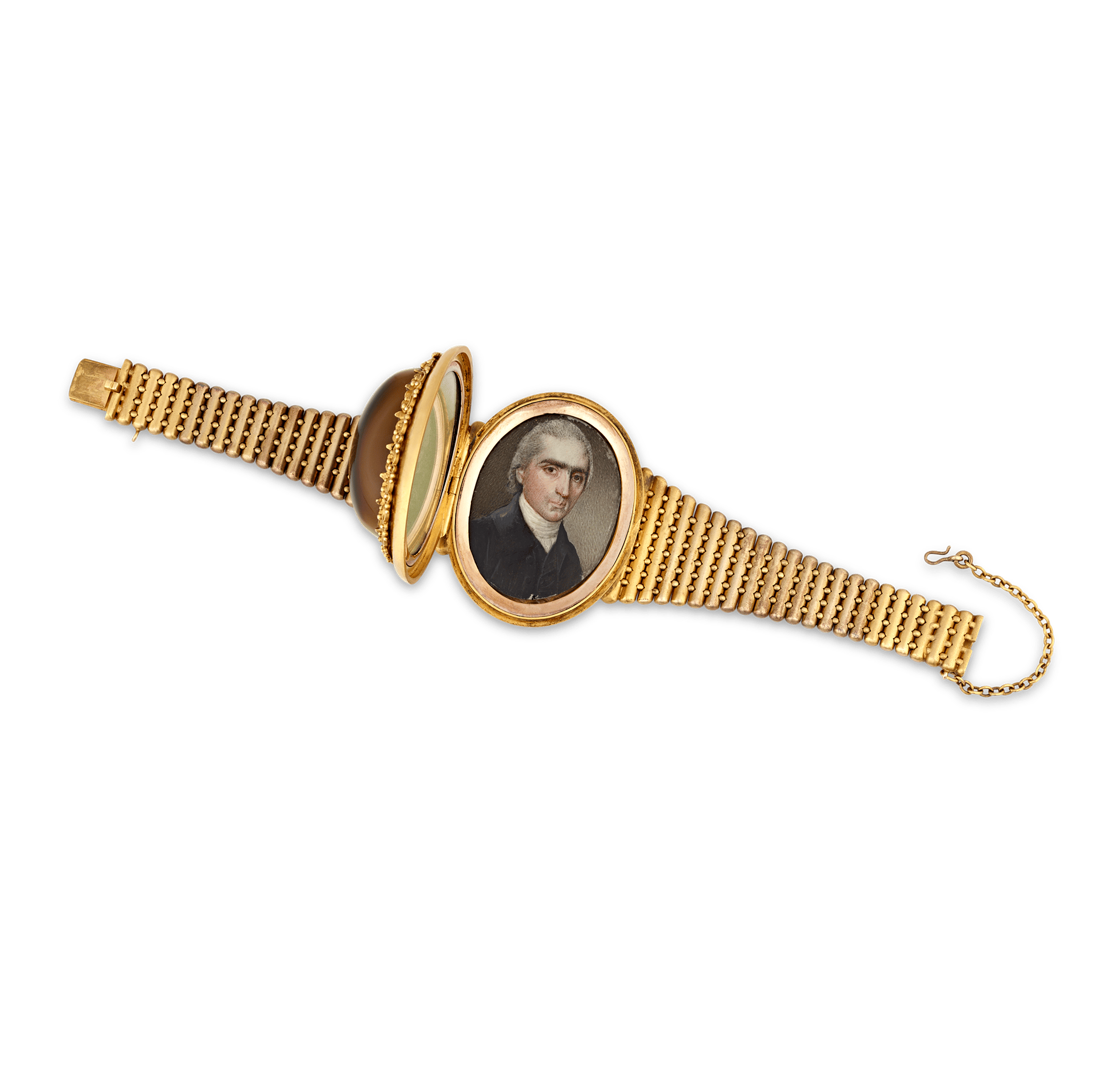 Victorian Banded Agate Locket Bracelet