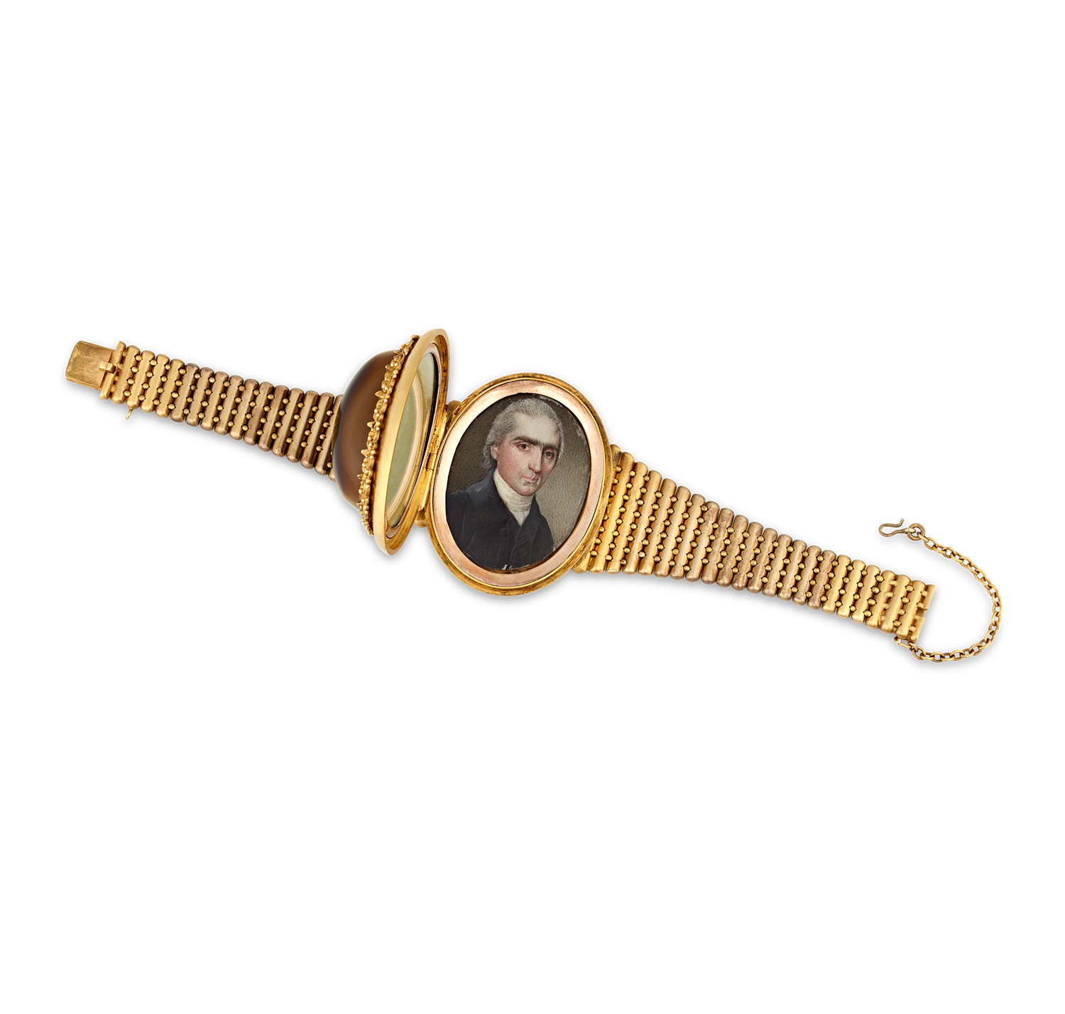 Victorian Banded Agate Locket Bracelet