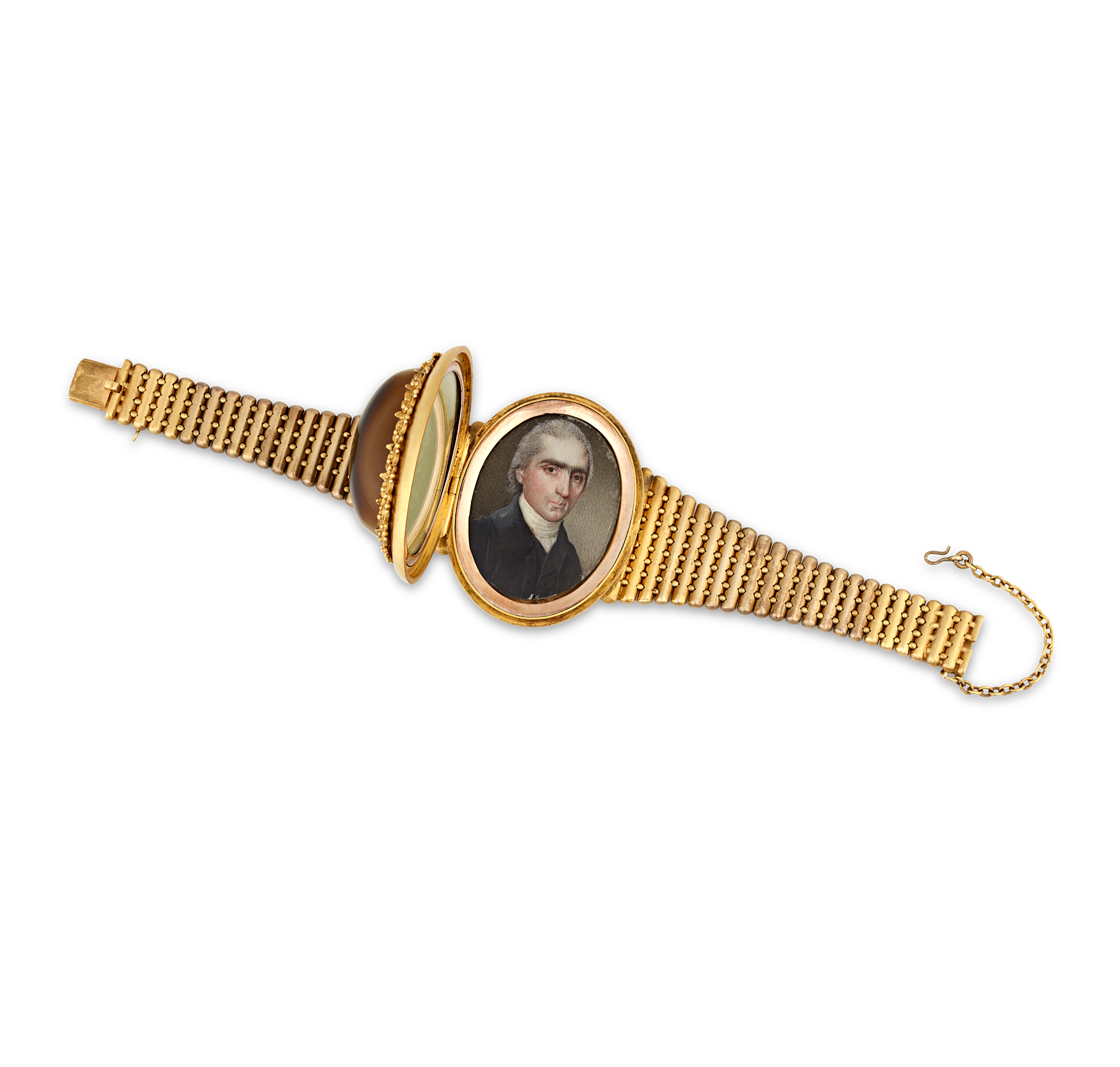 Victorian Banded Agate Locket Bracelet