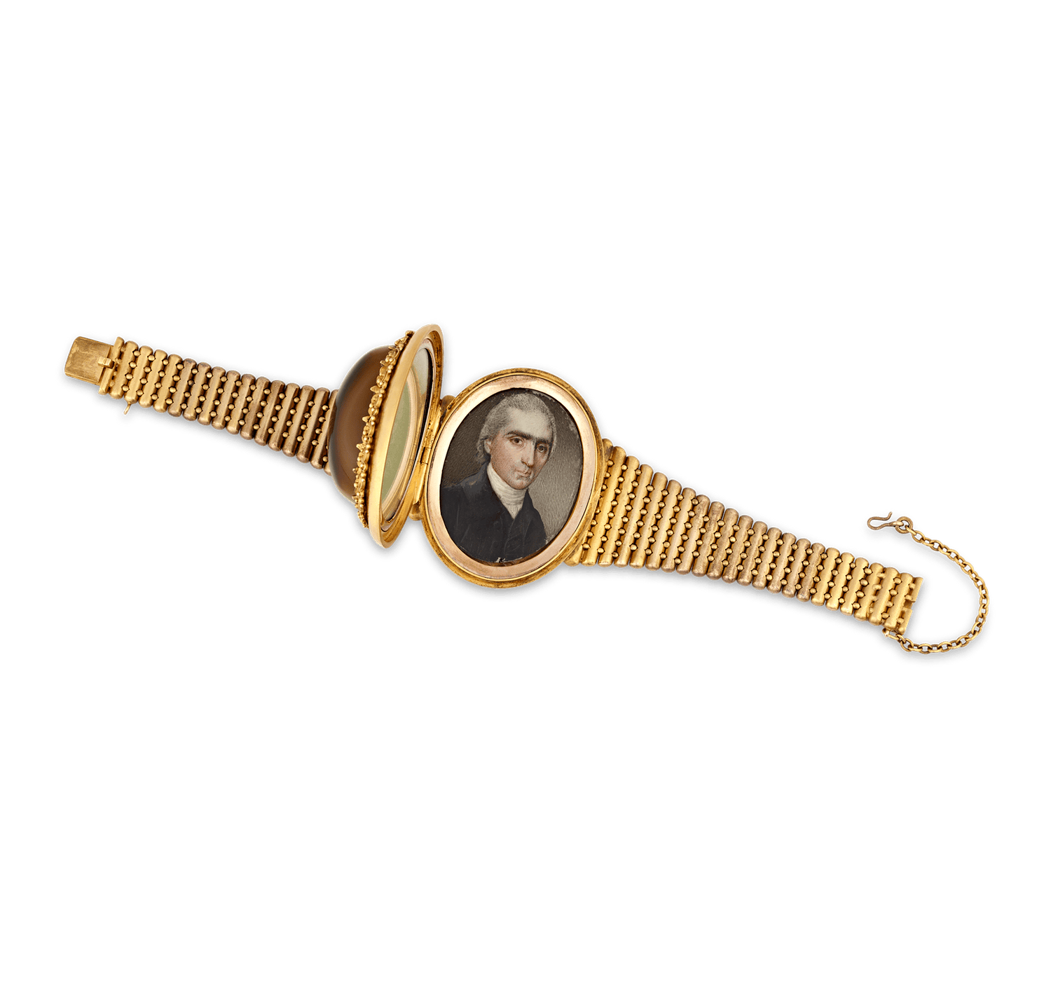 Victorian Banded Agate Locket Bracelet