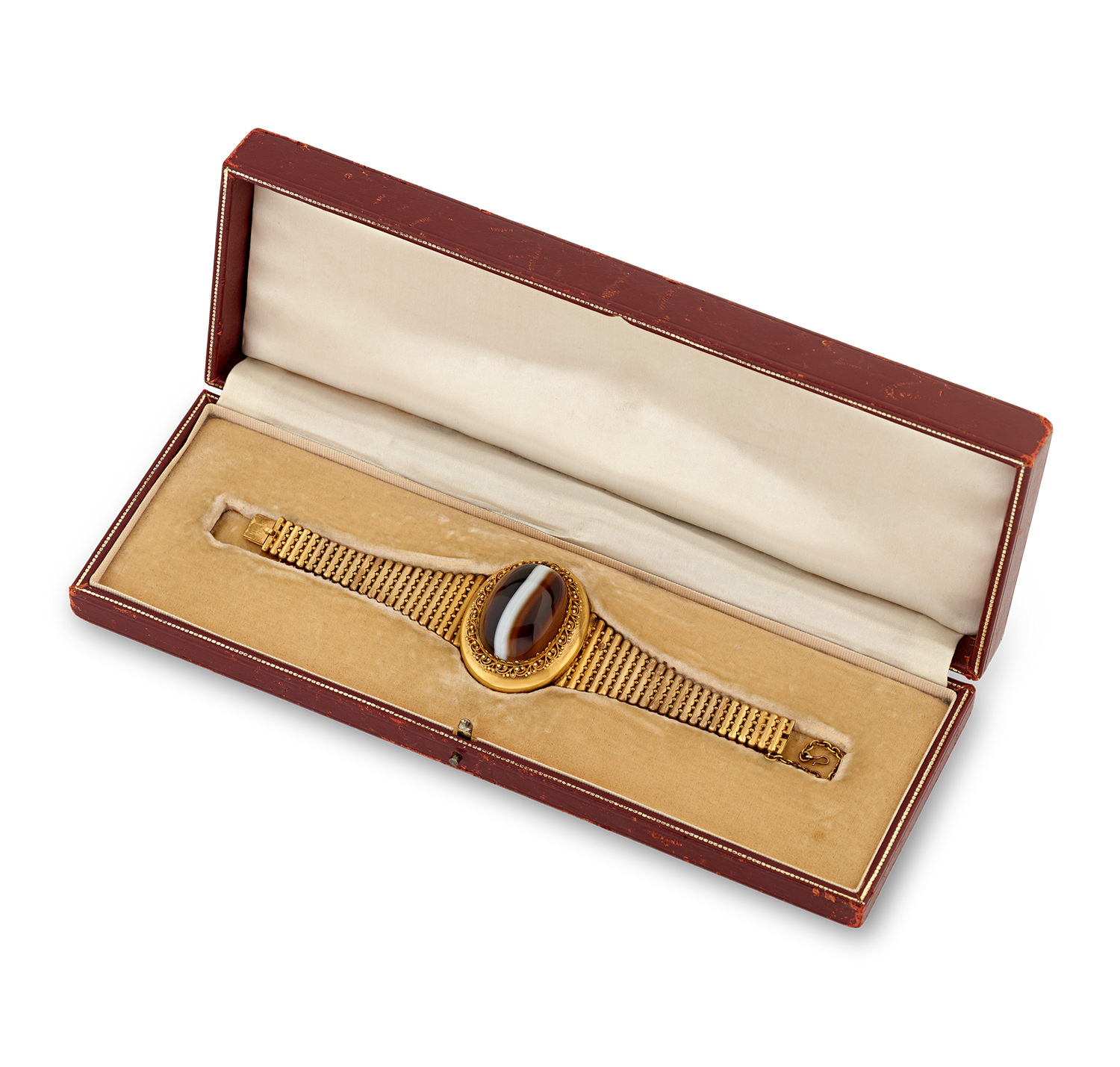 Victorian Banded Agate Locket Bracelet