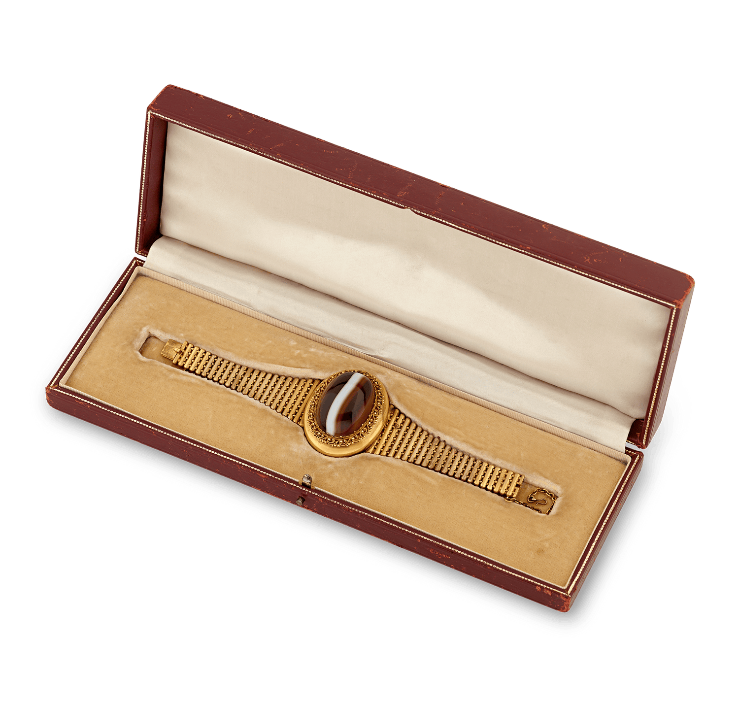 Victorian Banded Agate Locket Bracelet