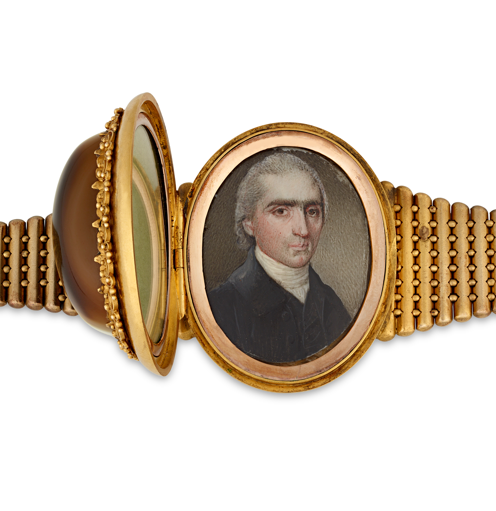 Victorian Banded Agate Locket Bracelet