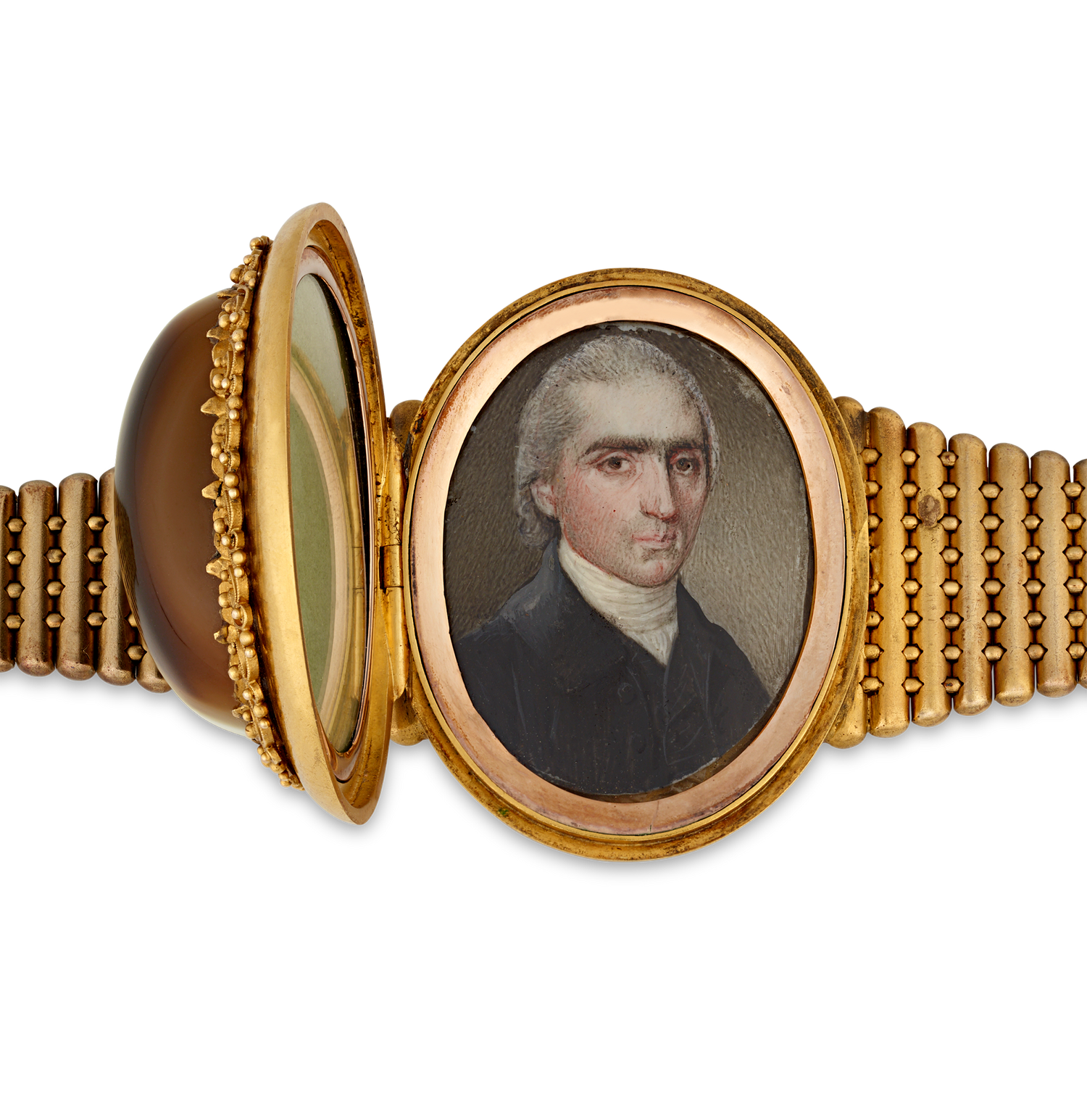 Victorian Banded Agate Locket Bracelet