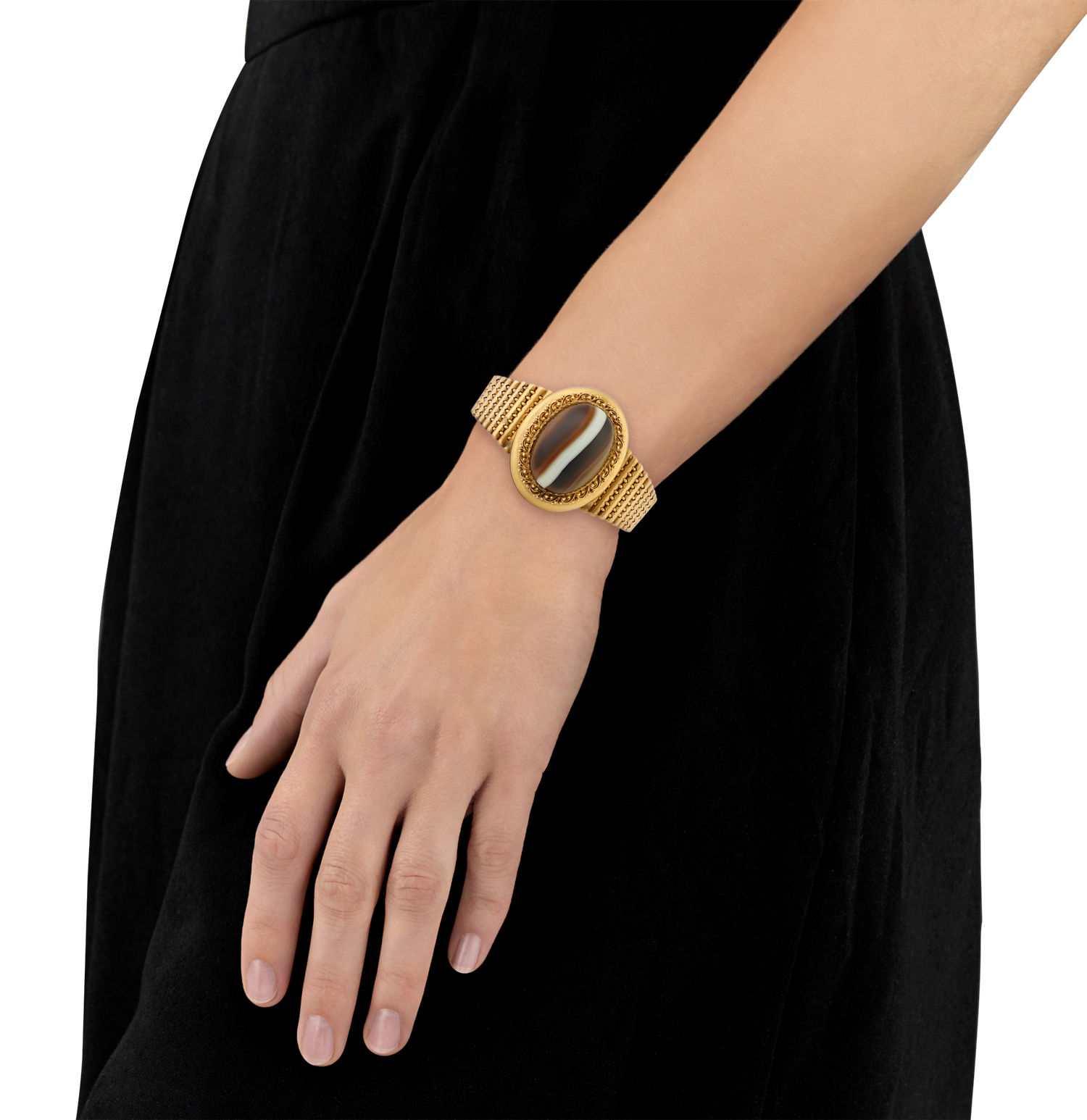 Victorian Banded Agate Locket Bracelet