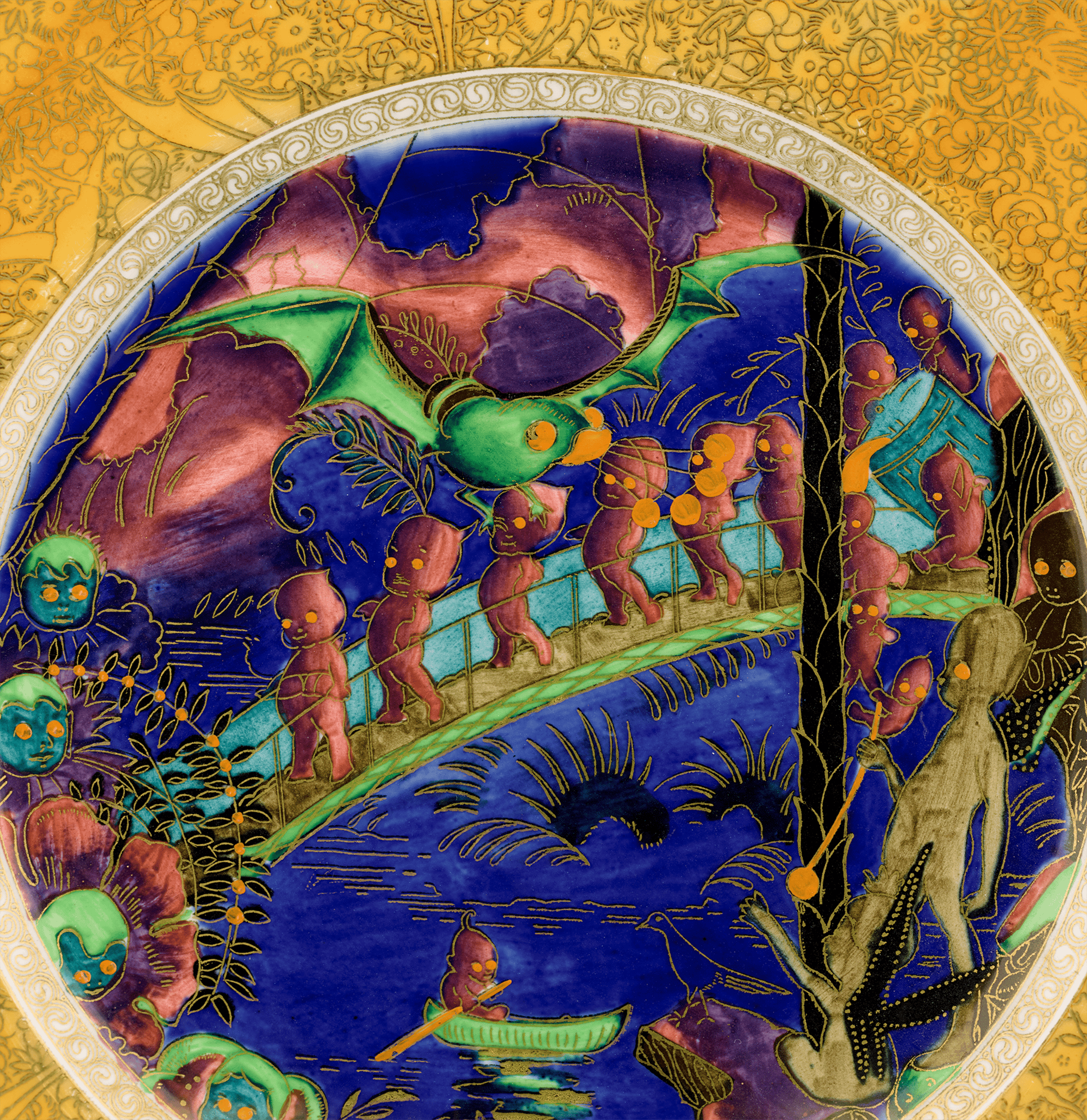 Wedgwood Fairyland Lustre Imps on a Bridge Plate