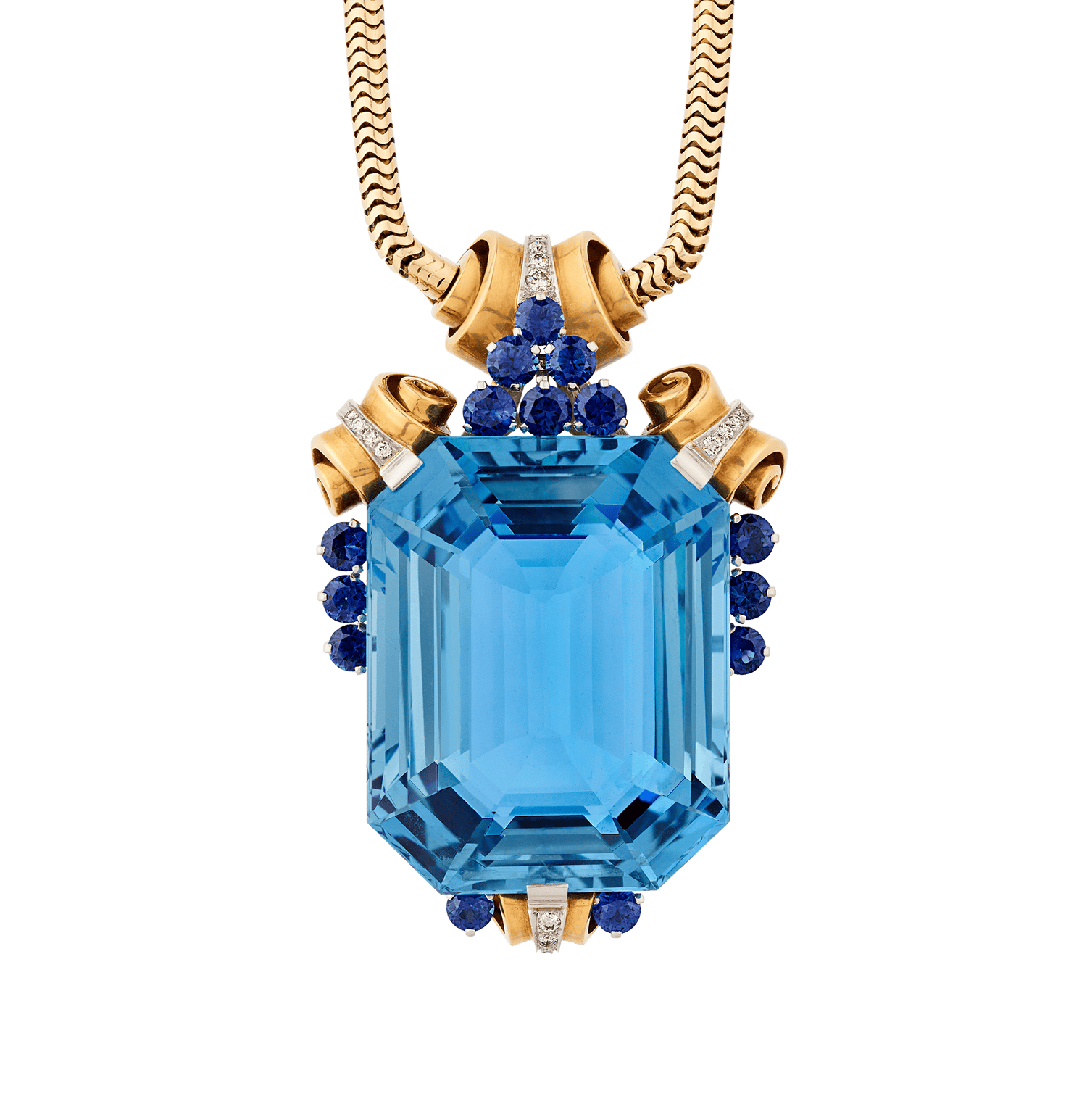 Tiffany & Co. Retro Aquamarine Pendant, 201.08 Carats