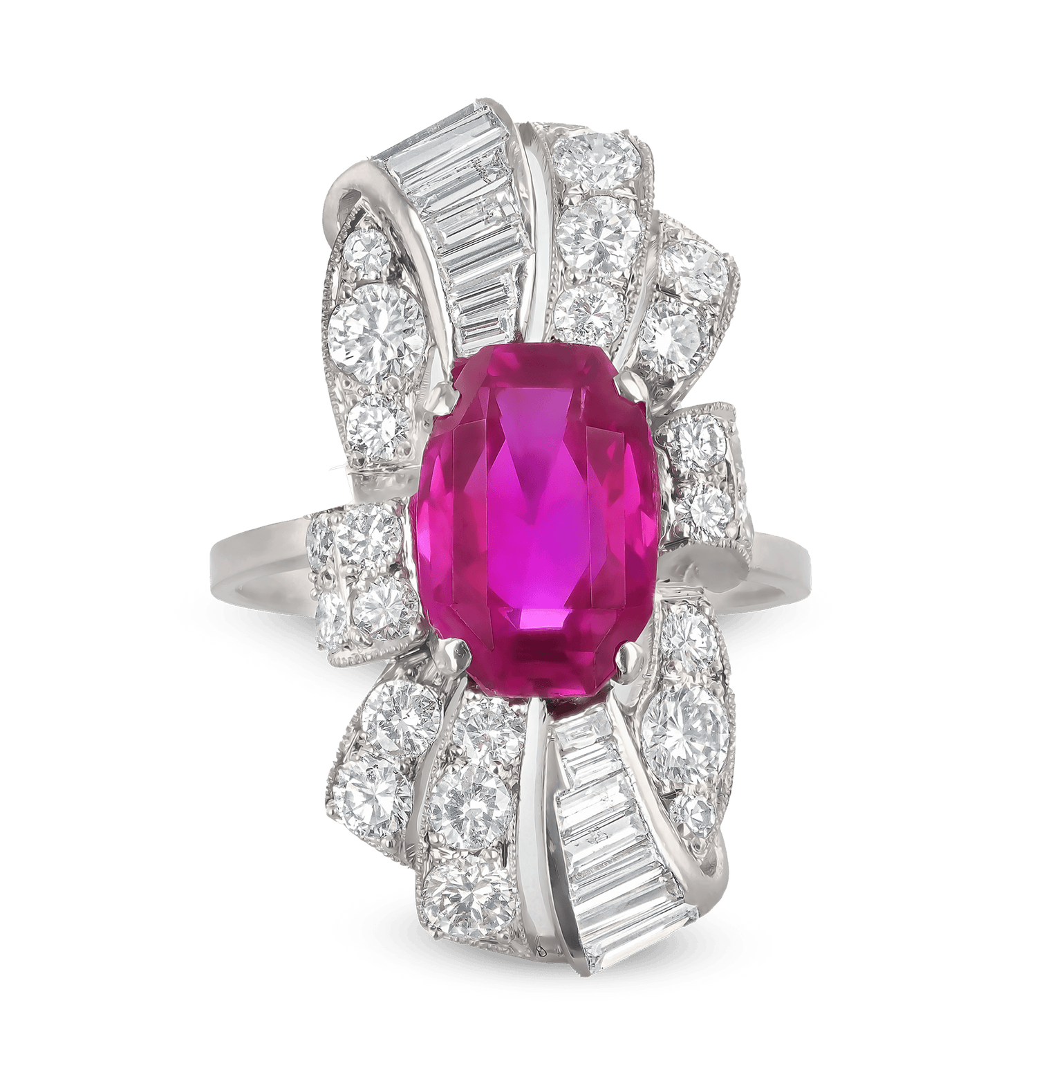Art Deco Pink Ceylon Sapphire Ring, 4.19 Carats