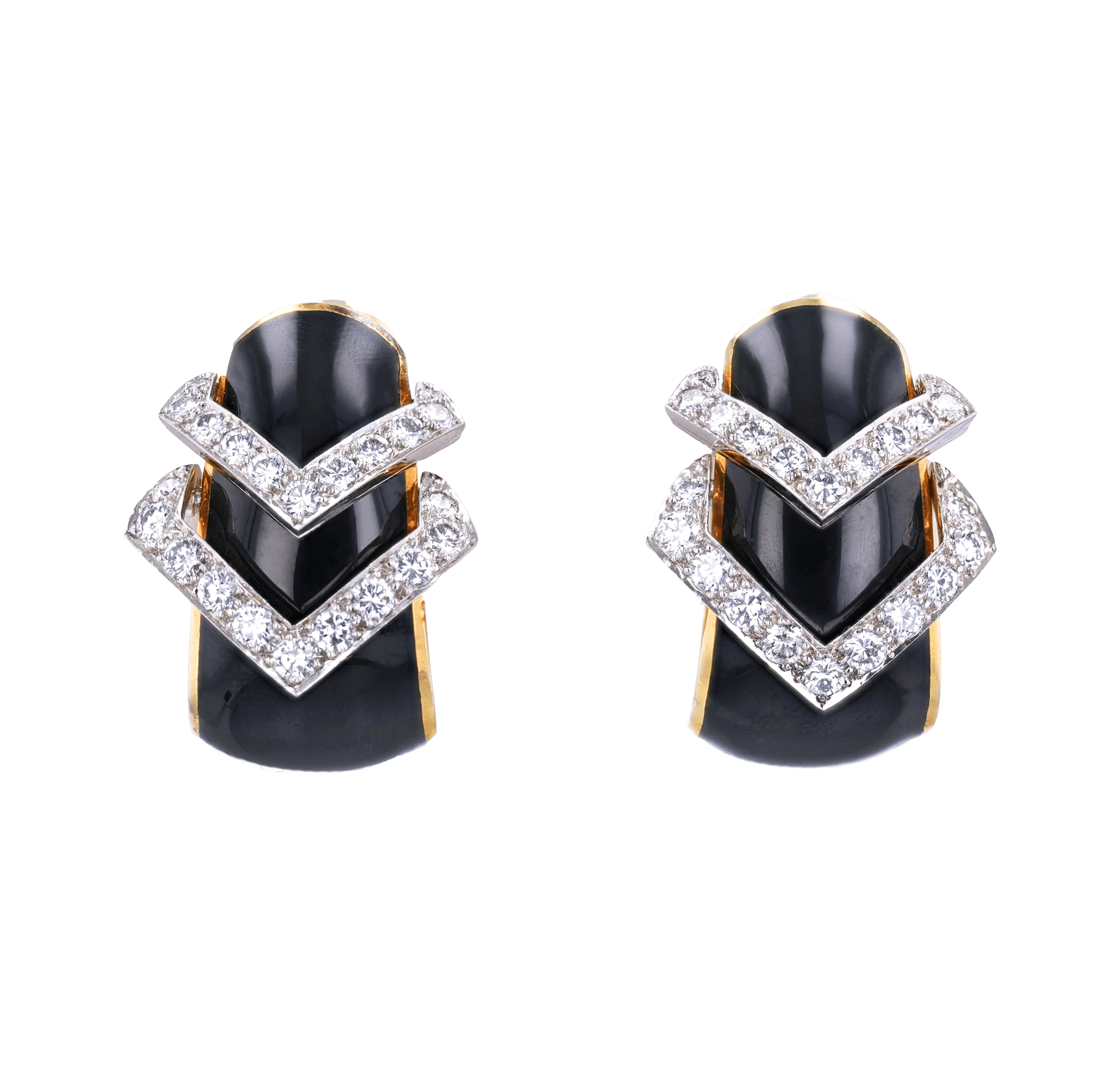 David Webb Enamel and Diamond Earrings