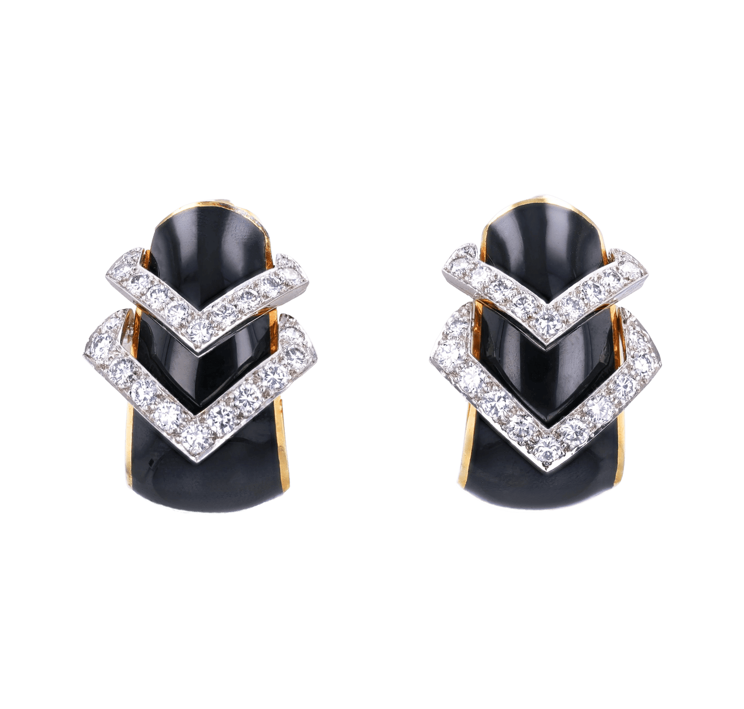 David Webb Enamel and Diamond Earrings