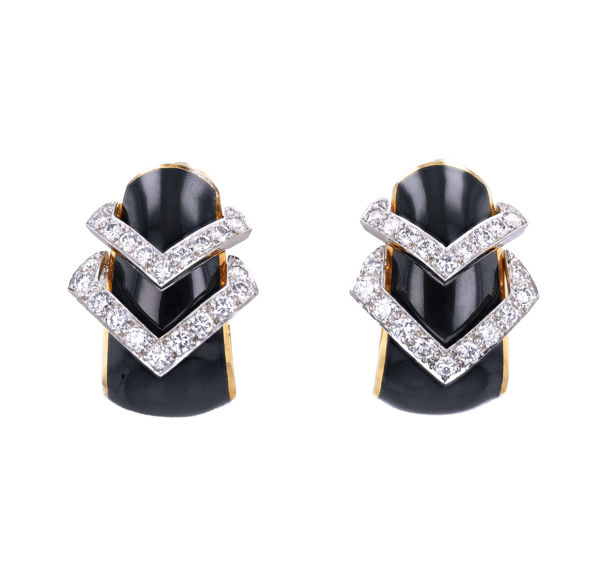 David Webb Enamel and Diamond Earrings